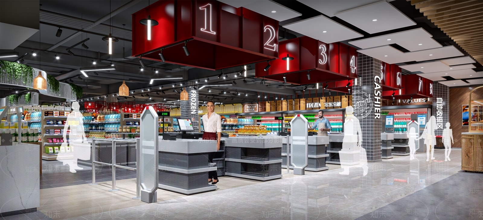 工业风超市收银区3D模型下载【ID:1129527122】