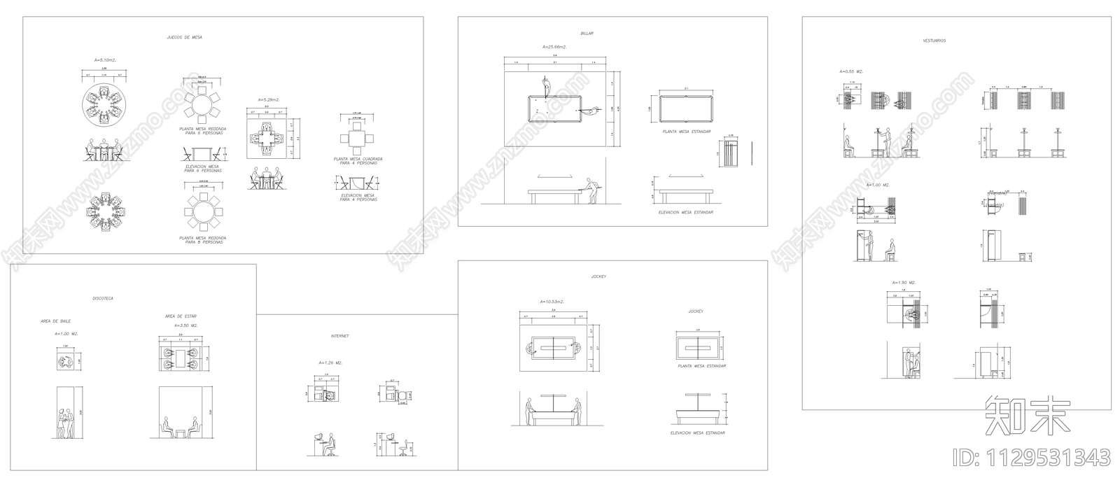 2023游戏厅健身房设备家具施工图下载【ID:1129531343】