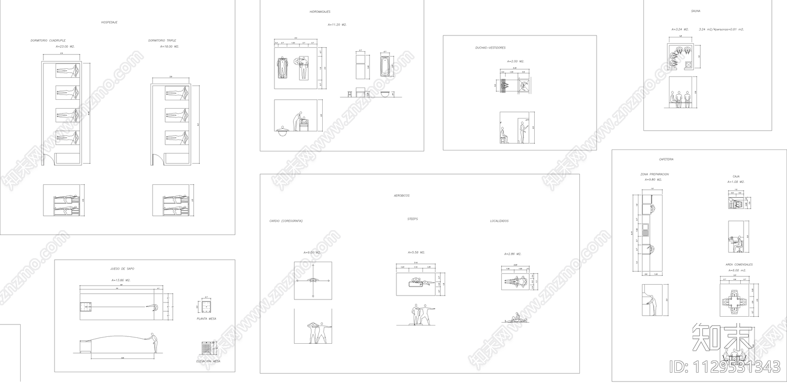 2023游戏厅健身房设备家具施工图下载【ID:1129531343】