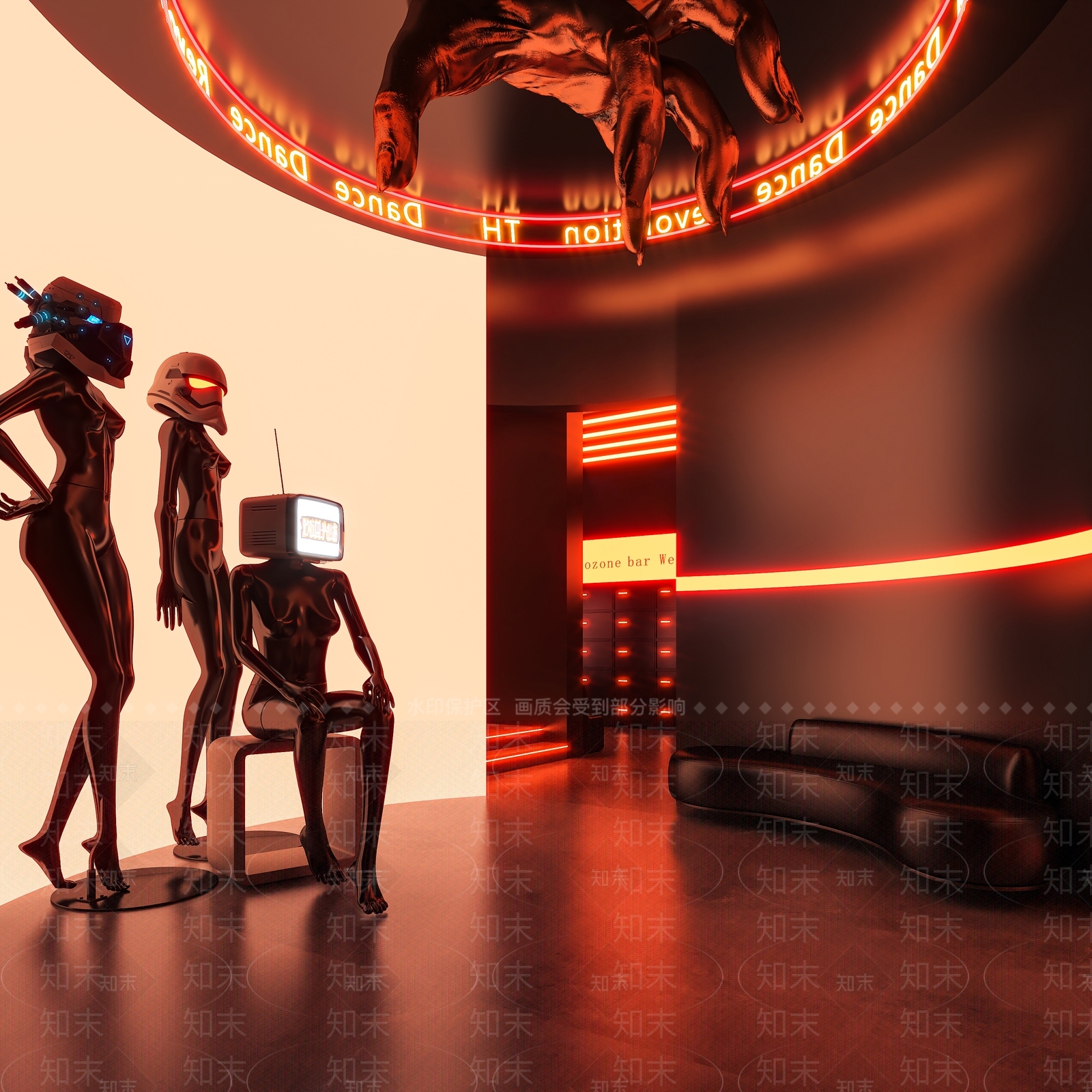 现代酒吧过道3D模型下载【ID:1129532313】