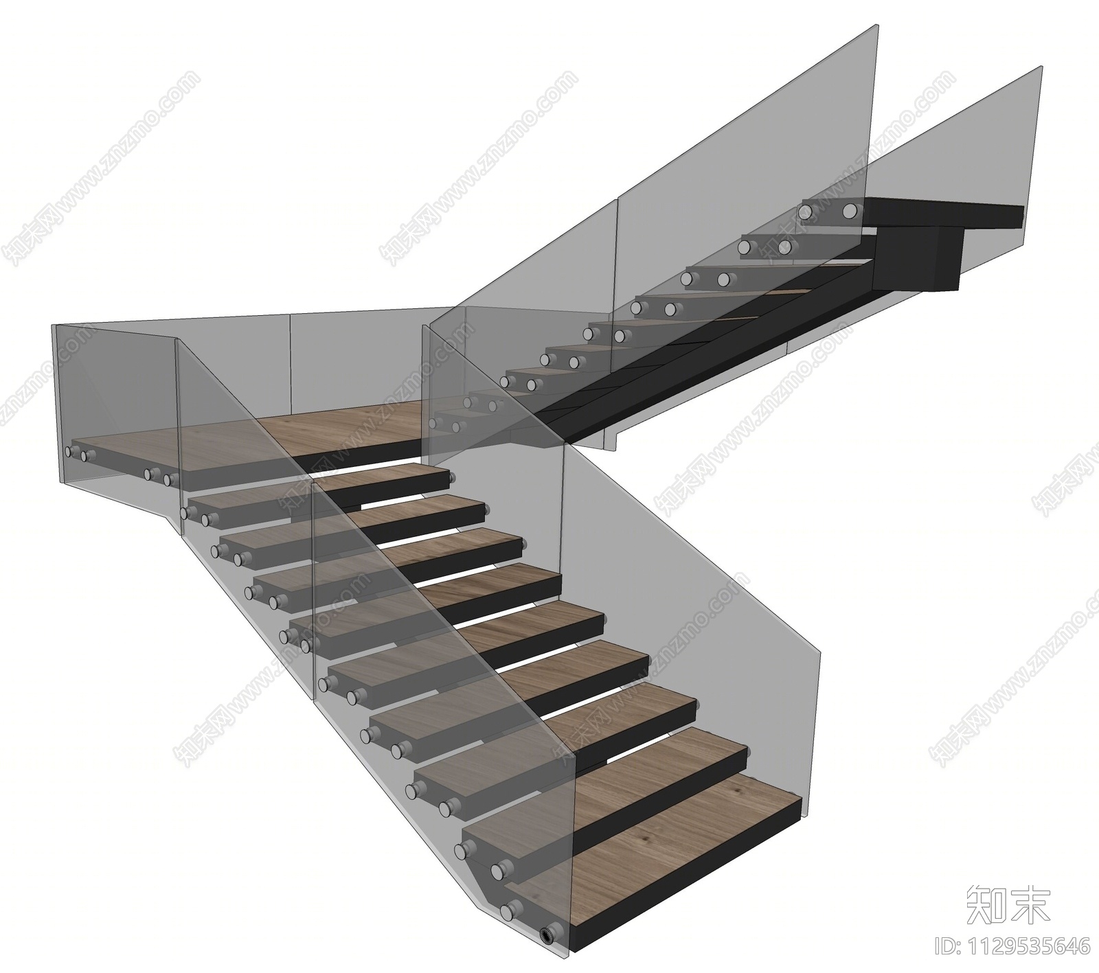 现代扶手楼梯SU模型下载【ID:1129535646】