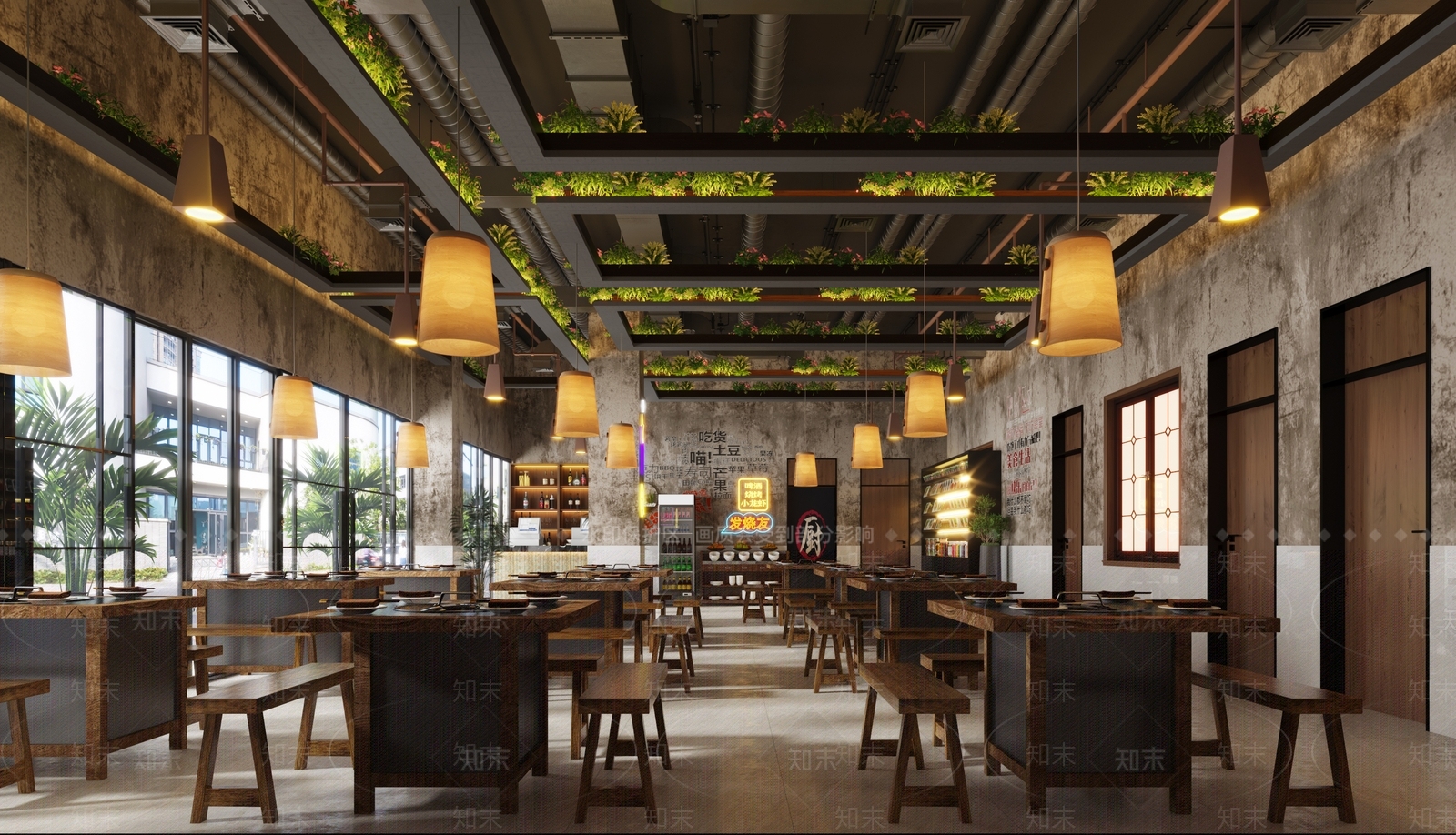 工业风火锅店3D模型下载【ID:1129536866】