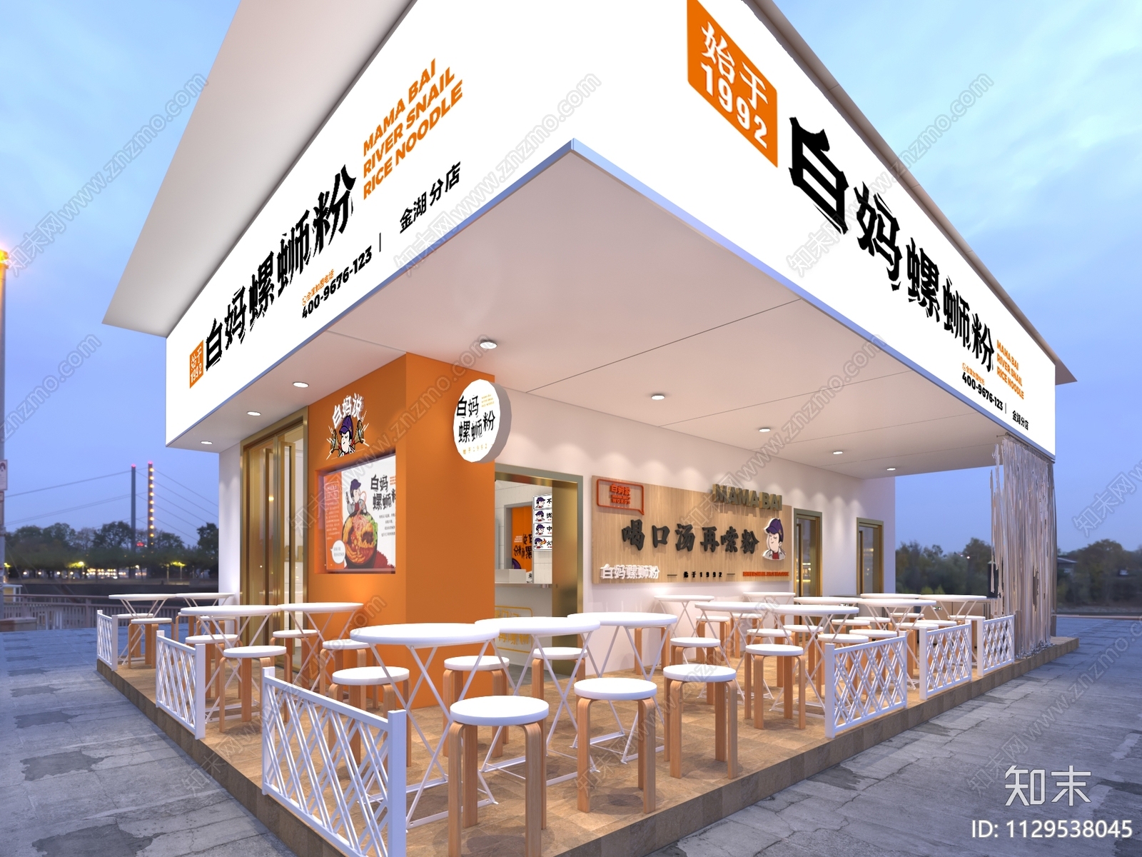 连锁餐饮螺蛳粉店cad施工图下载【ID:1129538045】