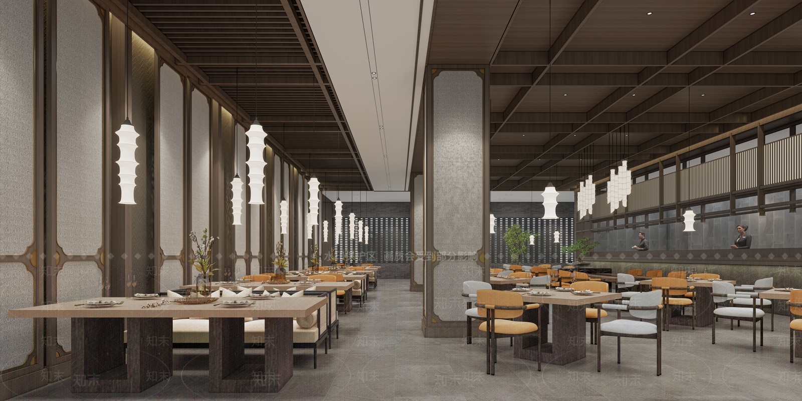 新中式酒店餐厅SU模型下载【ID:1129607884】