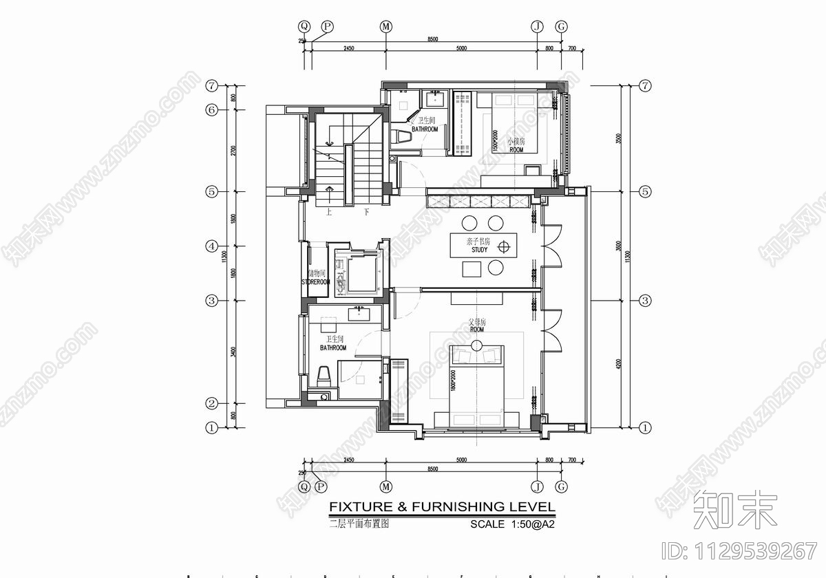 五层合院别墅室内施工图下载【ID:1129539267】