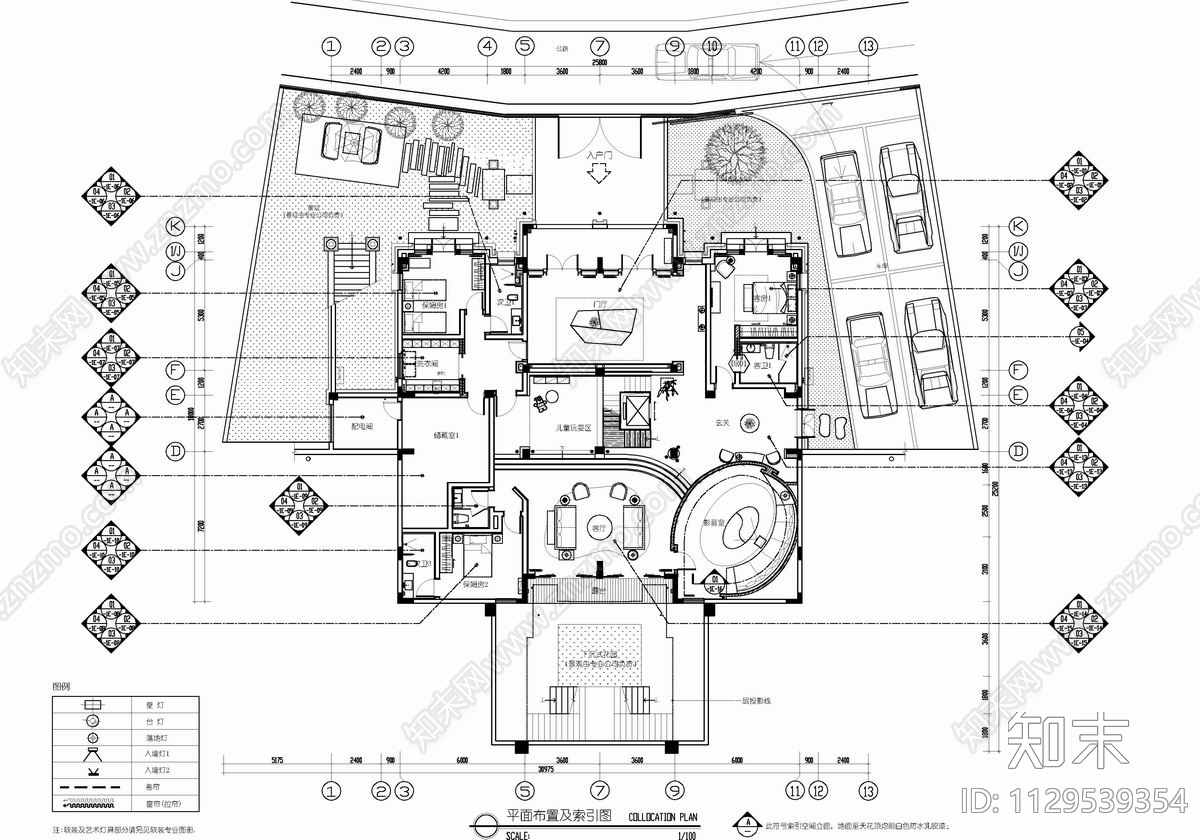 1200㎡四层别墅豪宅室内cad施工图下载【ID:1129539354】