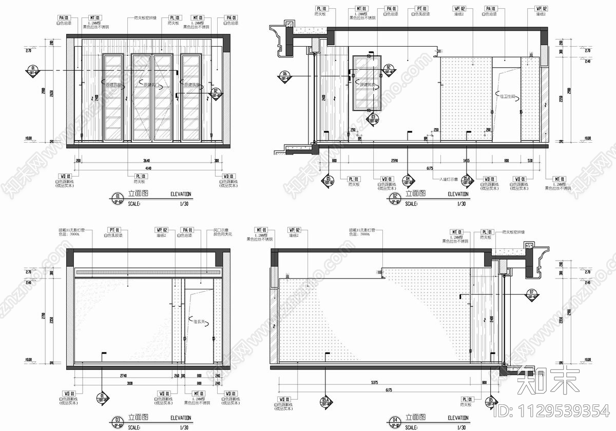 1200㎡四层别墅豪宅室内cad施工图下载【ID:1129539354】