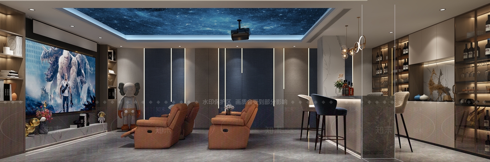 现代家居影音室3D模型下载【ID:1129540252】