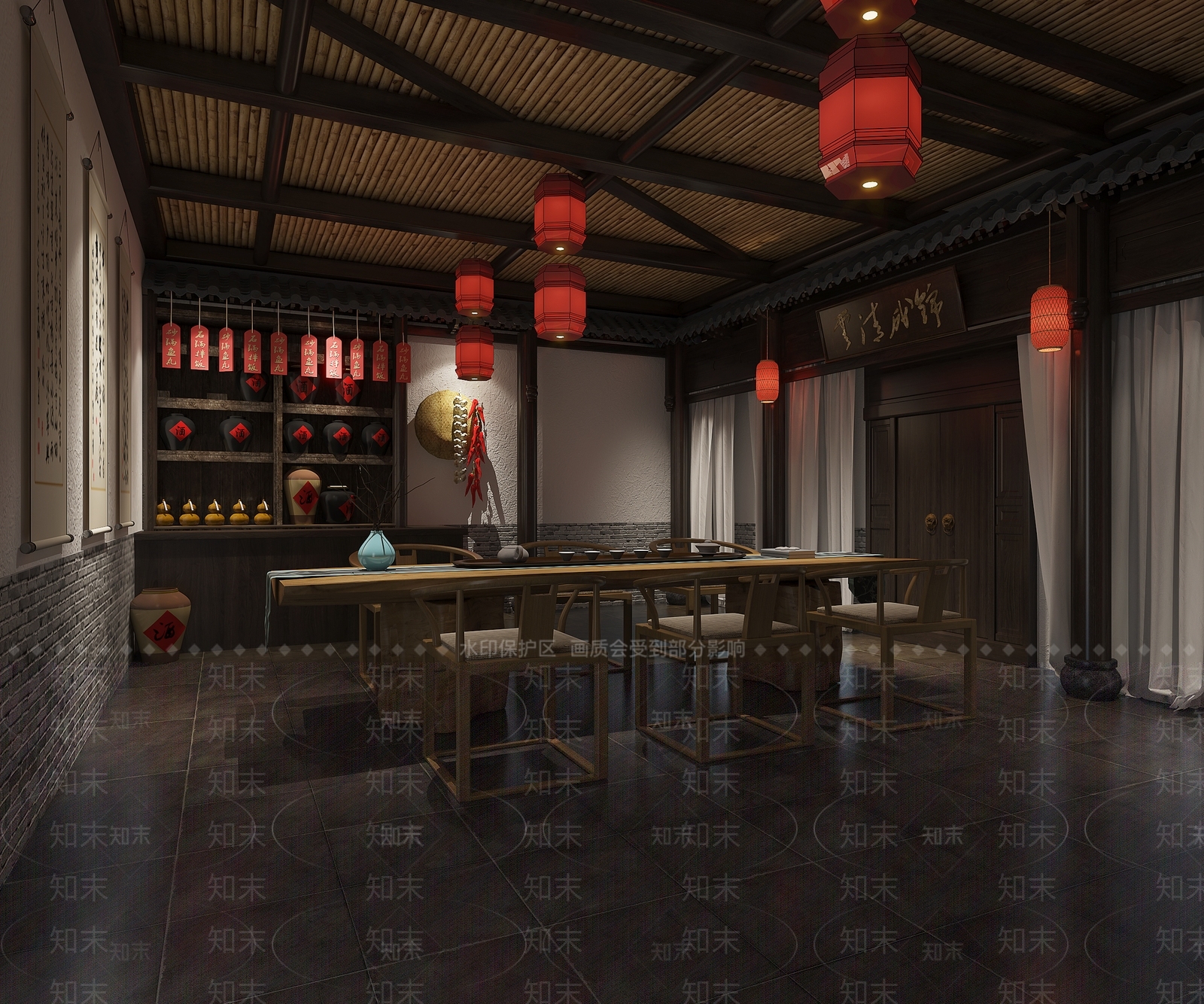 中式酒馆3D模型下载【ID:1129541008】