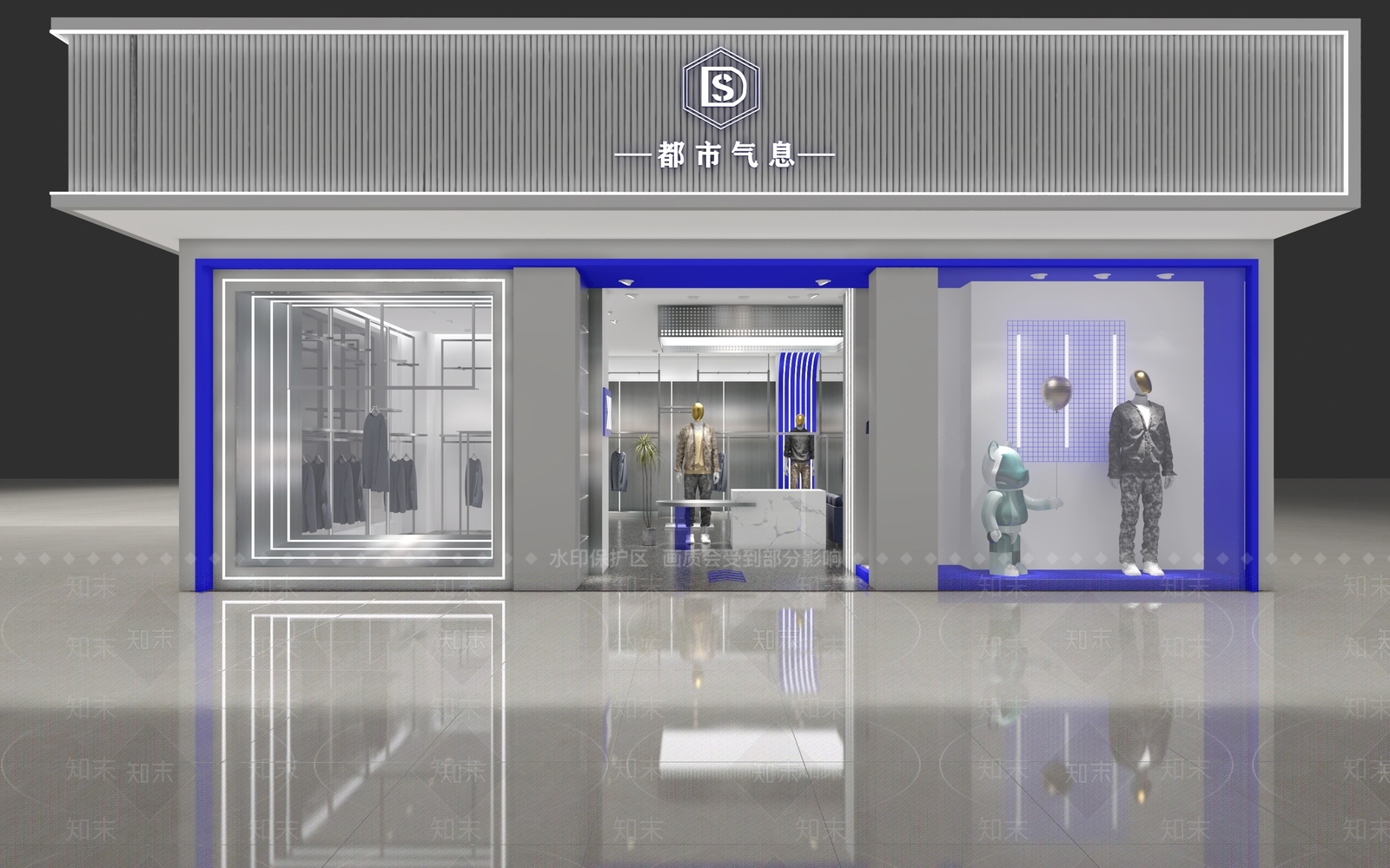 现代时尚男装店3D模型下载【ID:1129543855】