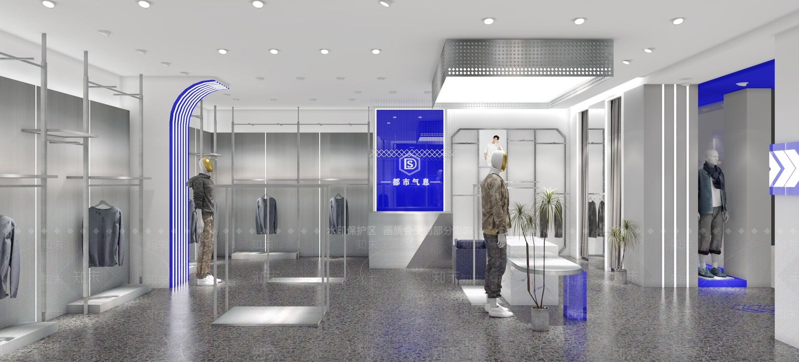 现代时尚男装店3D模型下载【ID:1129543855】