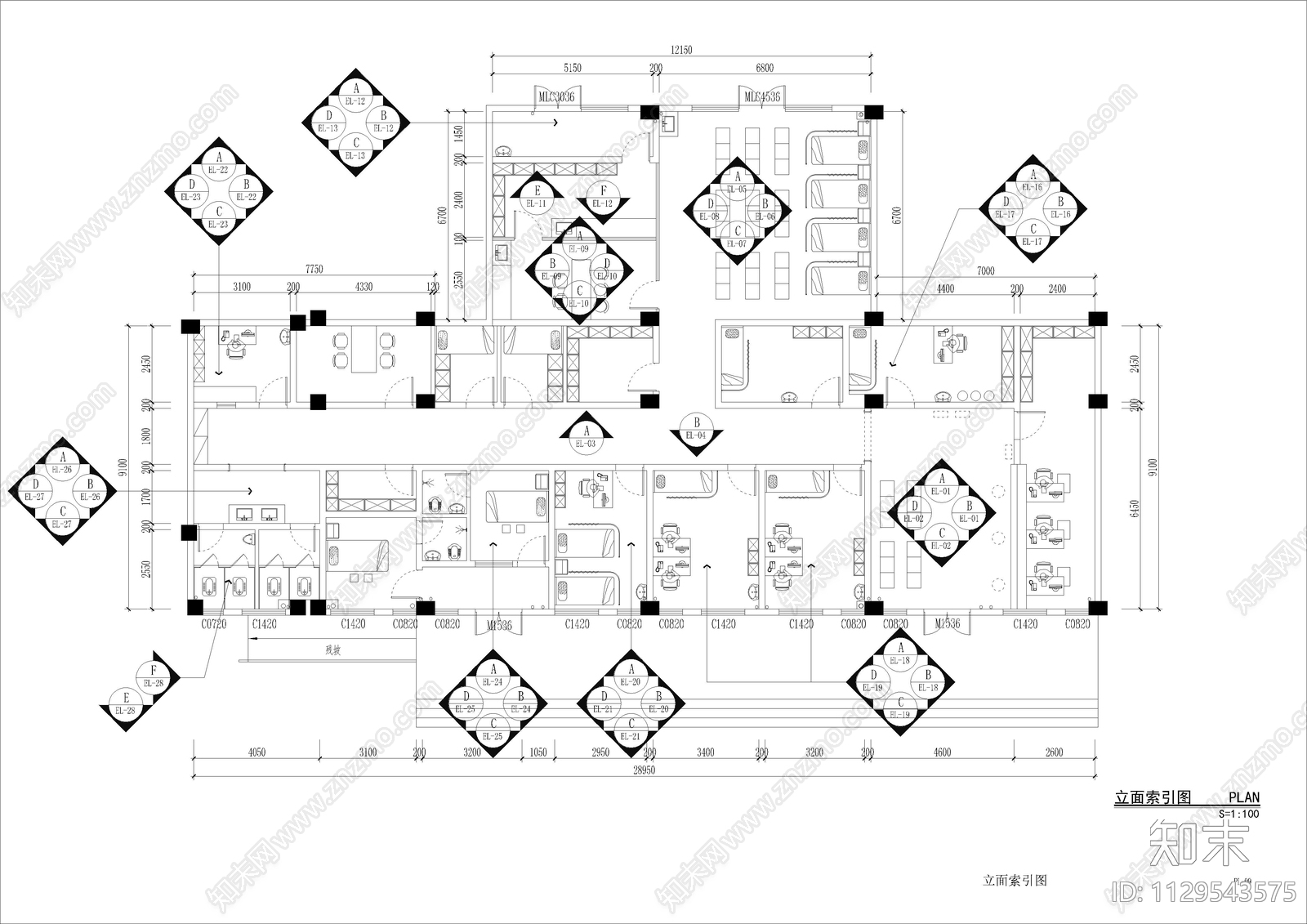 学校医务室cad施工图下载【ID:1129543575】