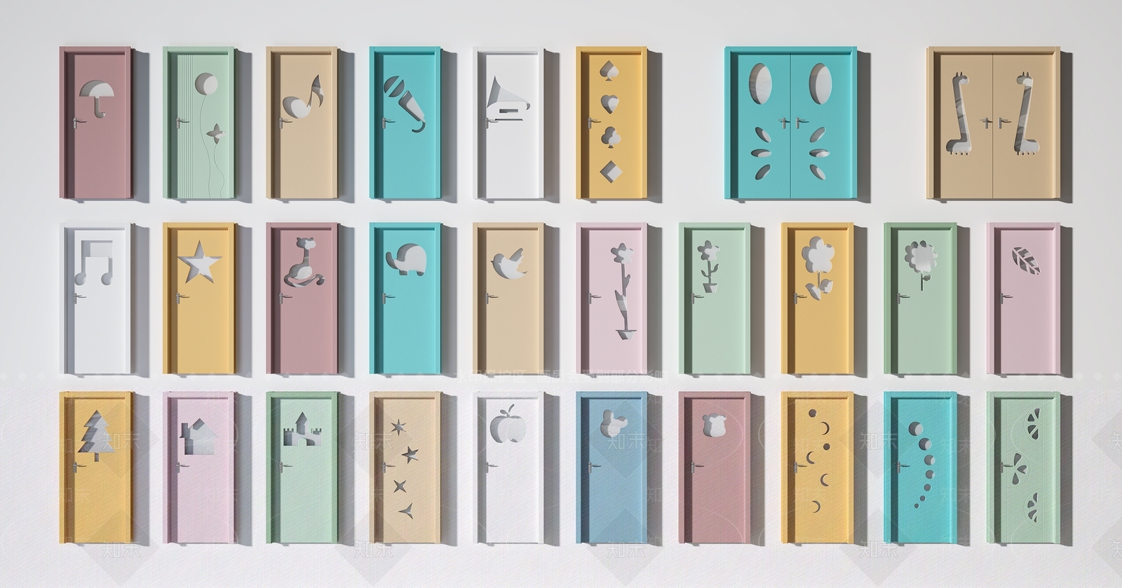 现代幼儿园卡通门3D模型下载【ID:1129544239】