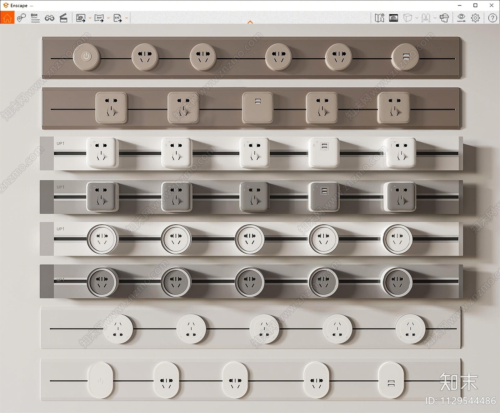 现代插座面板SU模型下载【ID:1129544486】
