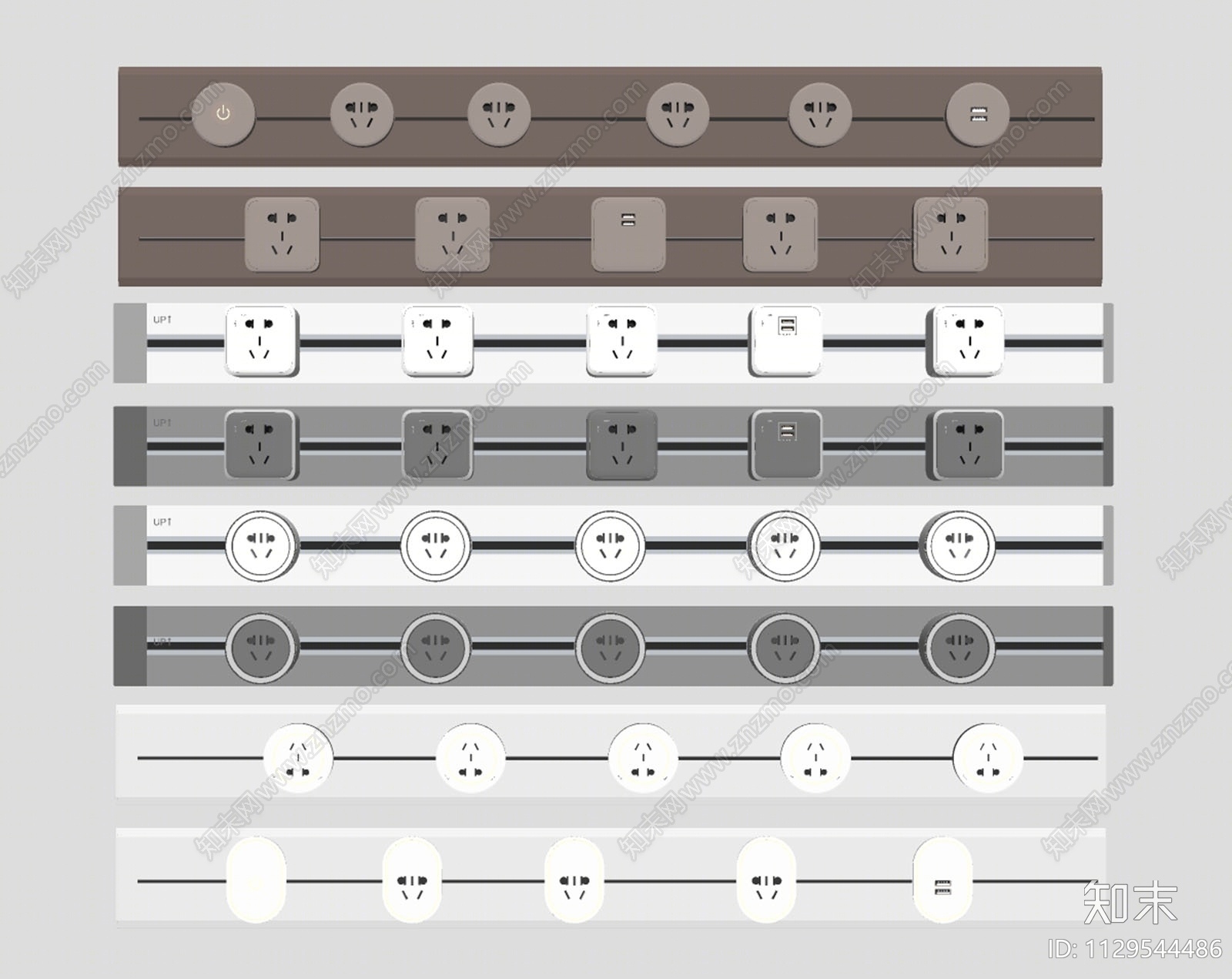 现代插座面板SU模型下载【ID:1129544486】