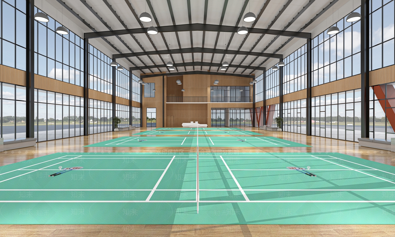 现代羽毛球馆3D模型下载【ID:1129545661】