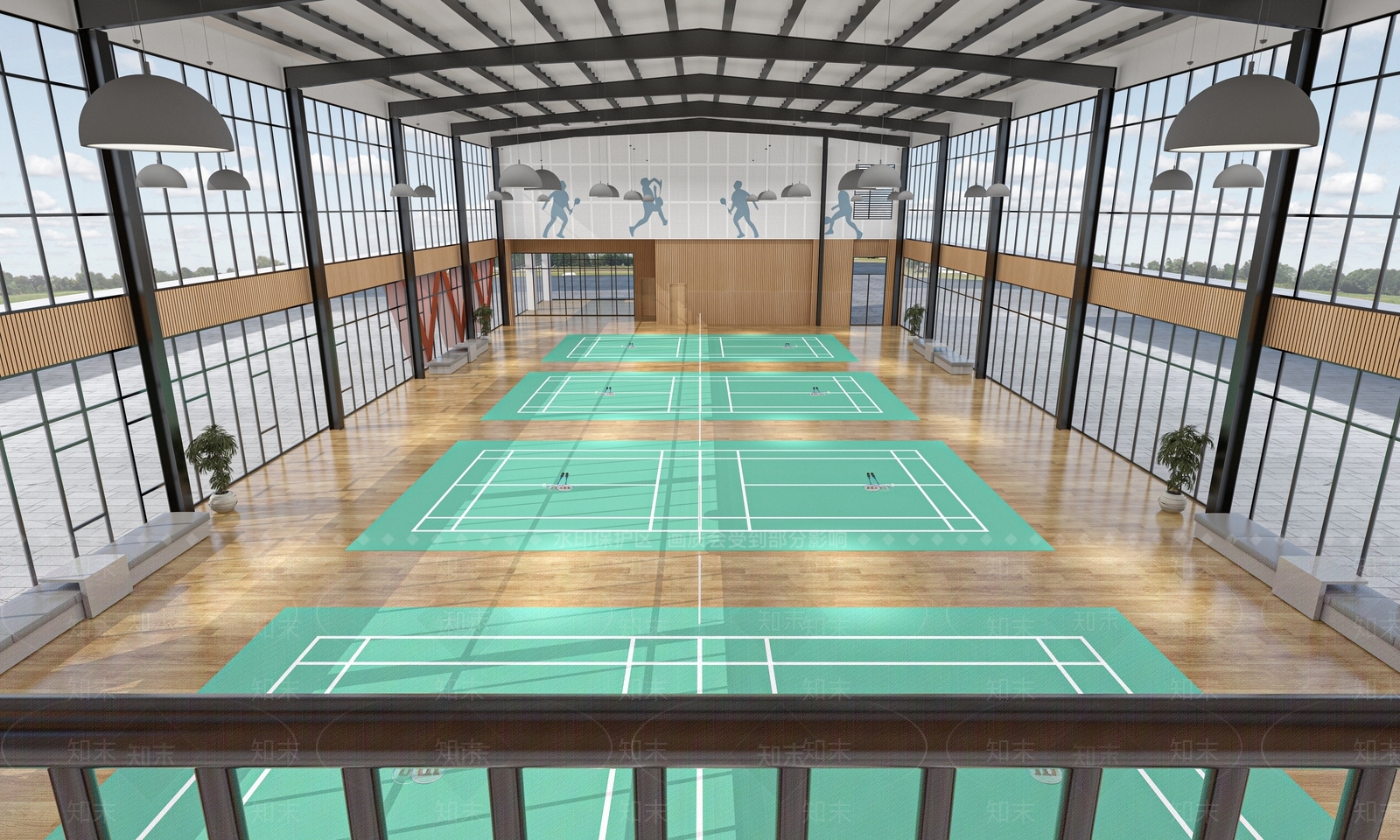 现代羽毛球馆3D模型下载【ID:1129545661】