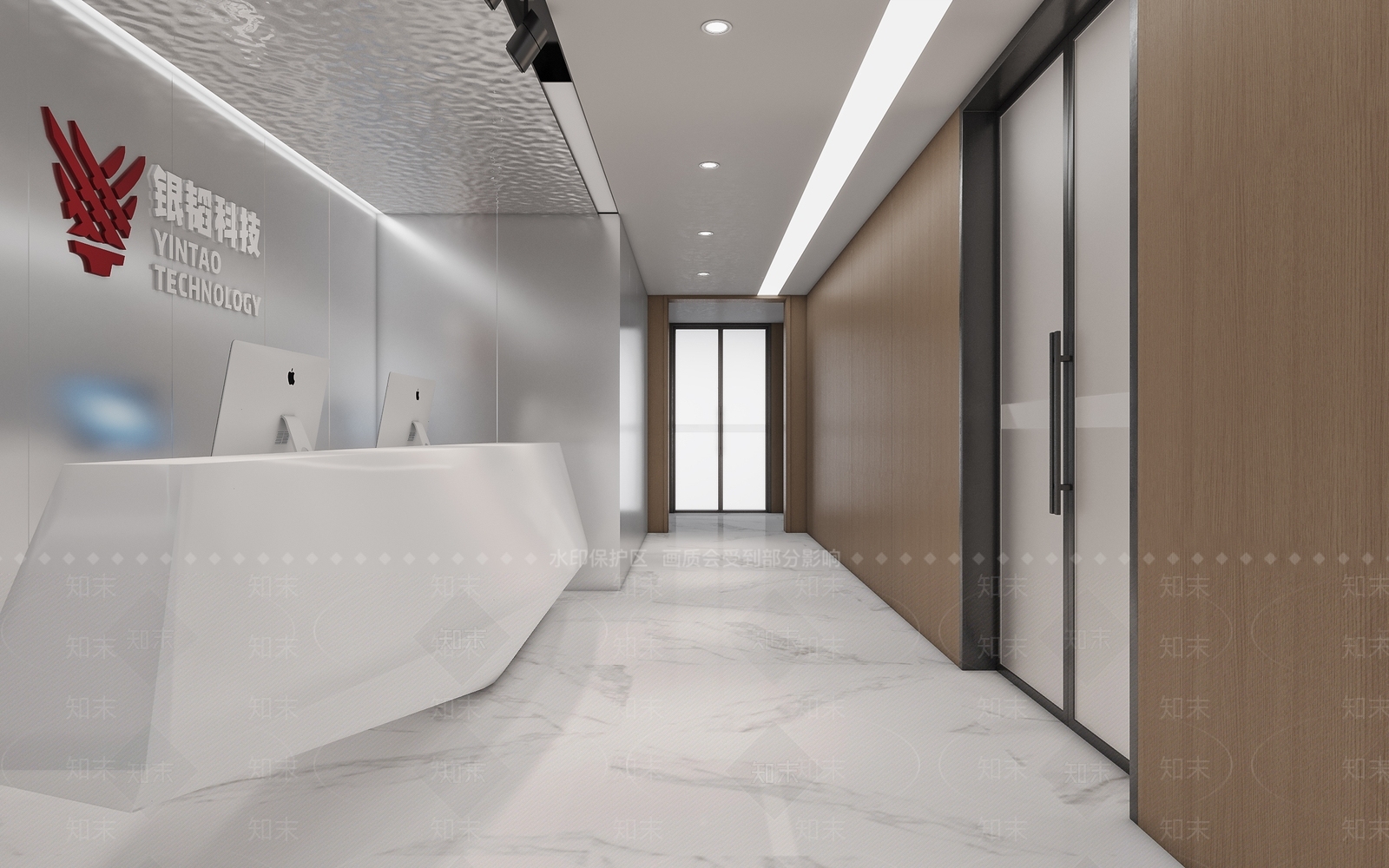 现代办公前台3D模型下载【ID:1129549309】
