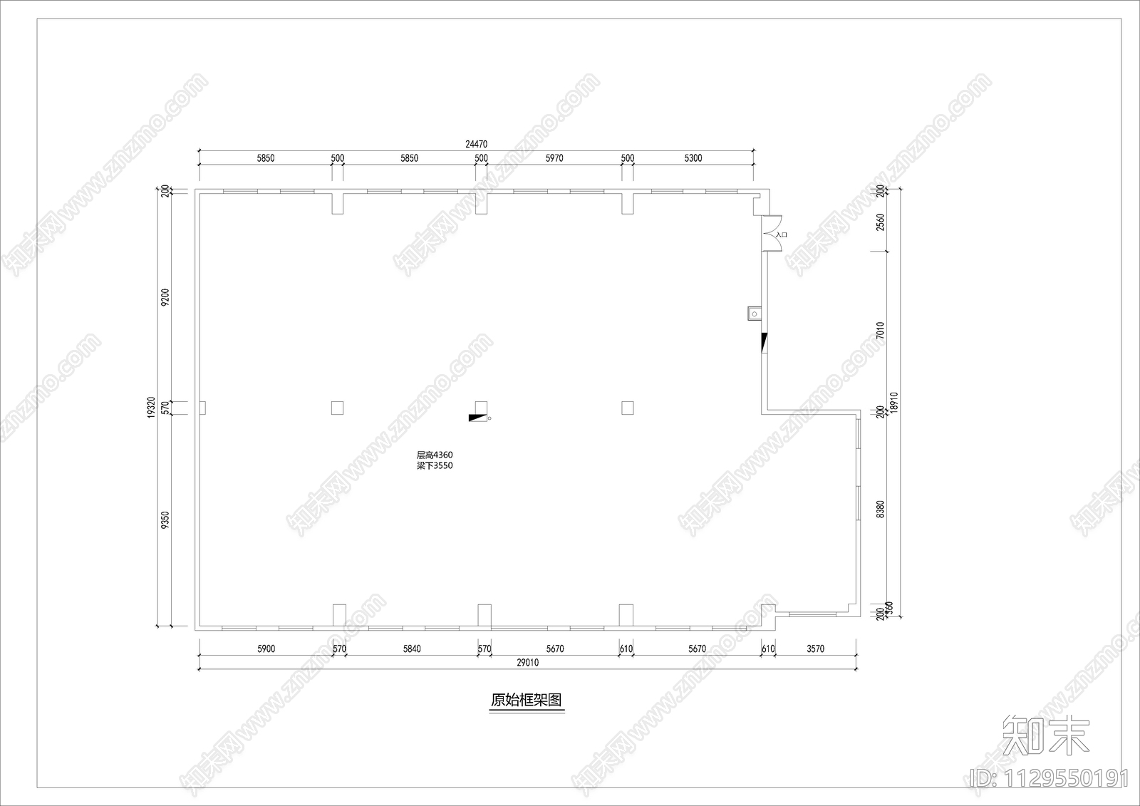 餐饮公司办公室cad施工图下载【ID:1129550191】