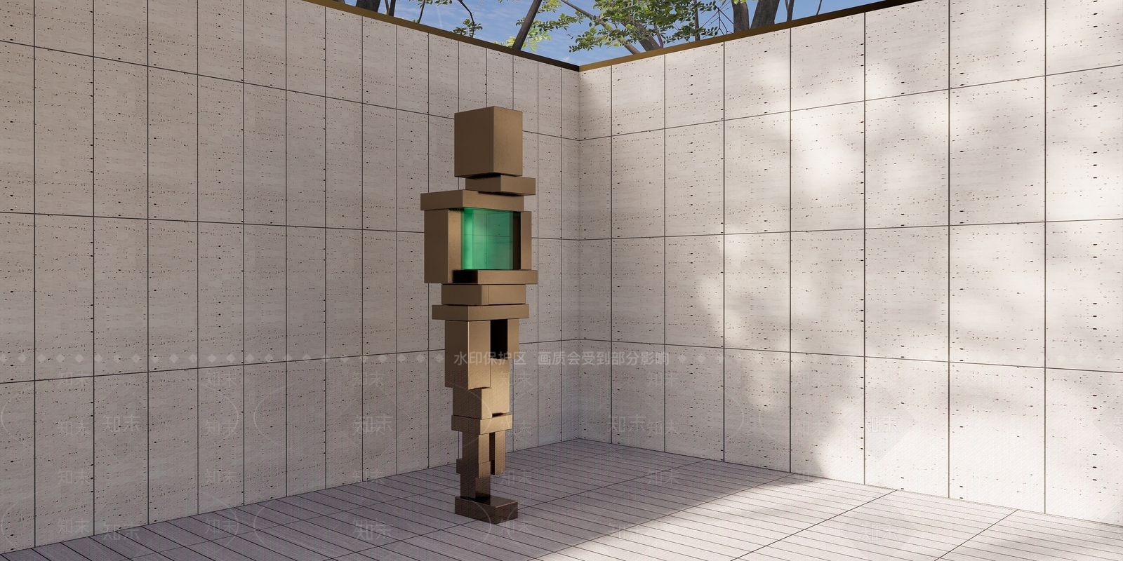 现代几何人像雕塑SU模型下载【ID:1129551030】