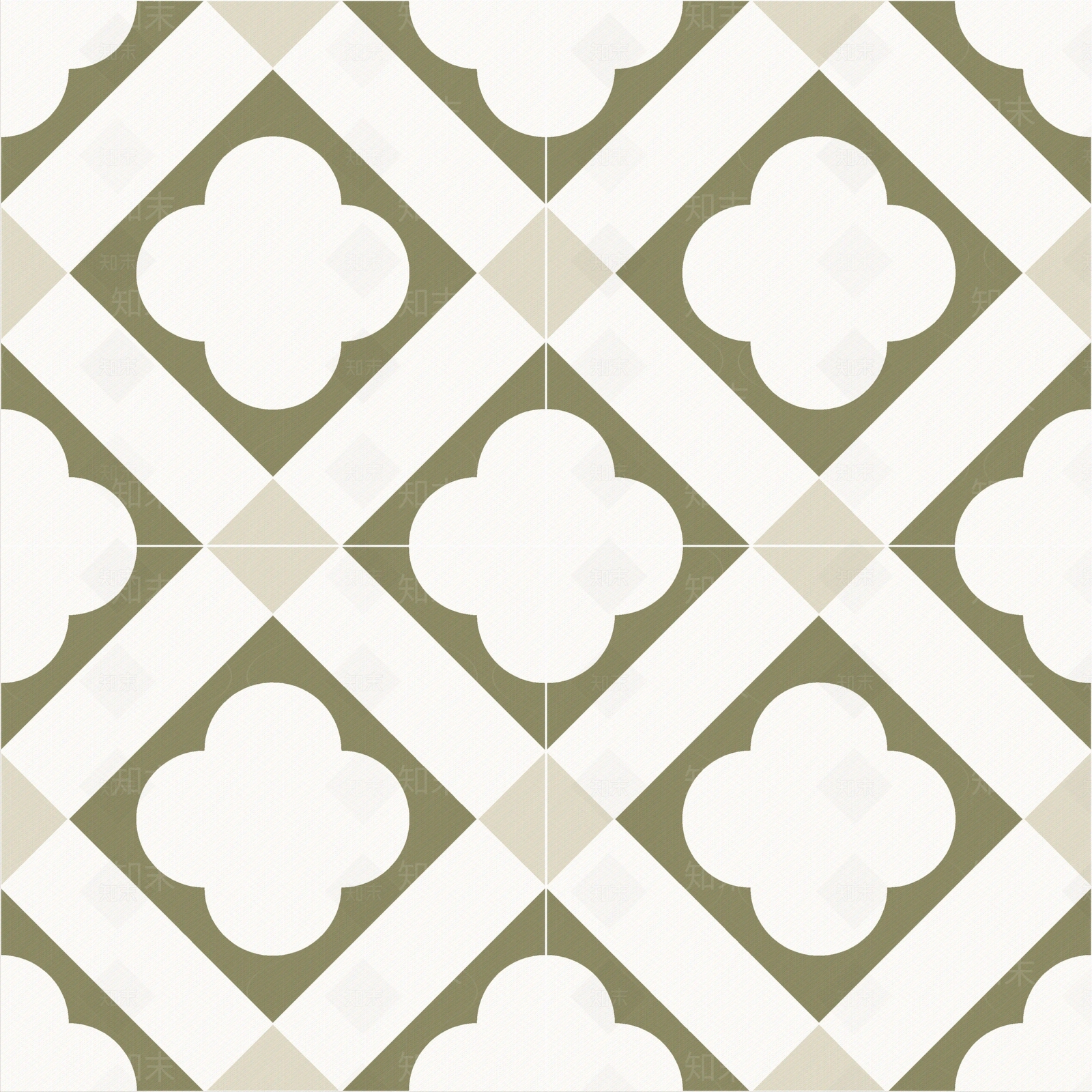 橄榄绿北欧复古花砖贴图下载【ID:1129551241】