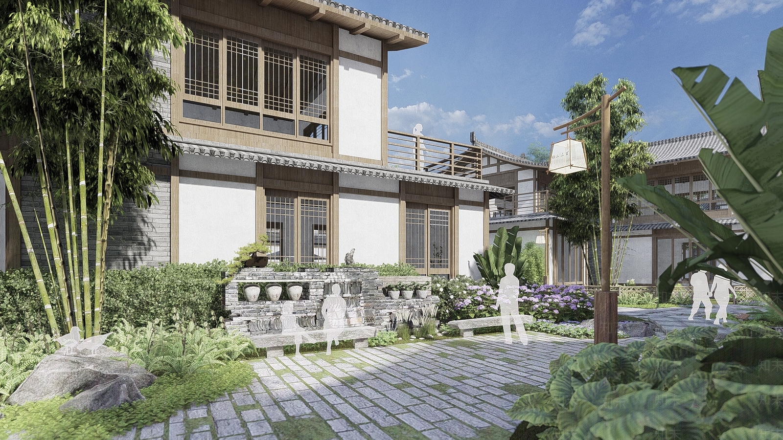 中式民宿建筑SU模型下载【ID:1129552332】