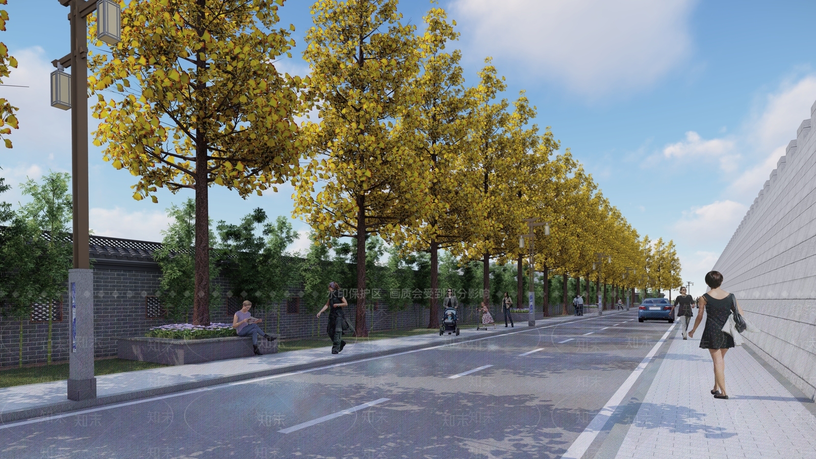 现代道路景观SU模型下载【ID:1129555990】
