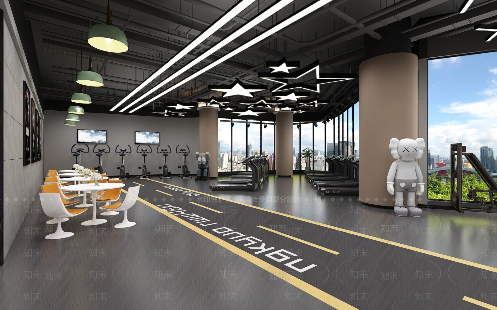 工业风健身房3D模型下载【ID:1129554178】