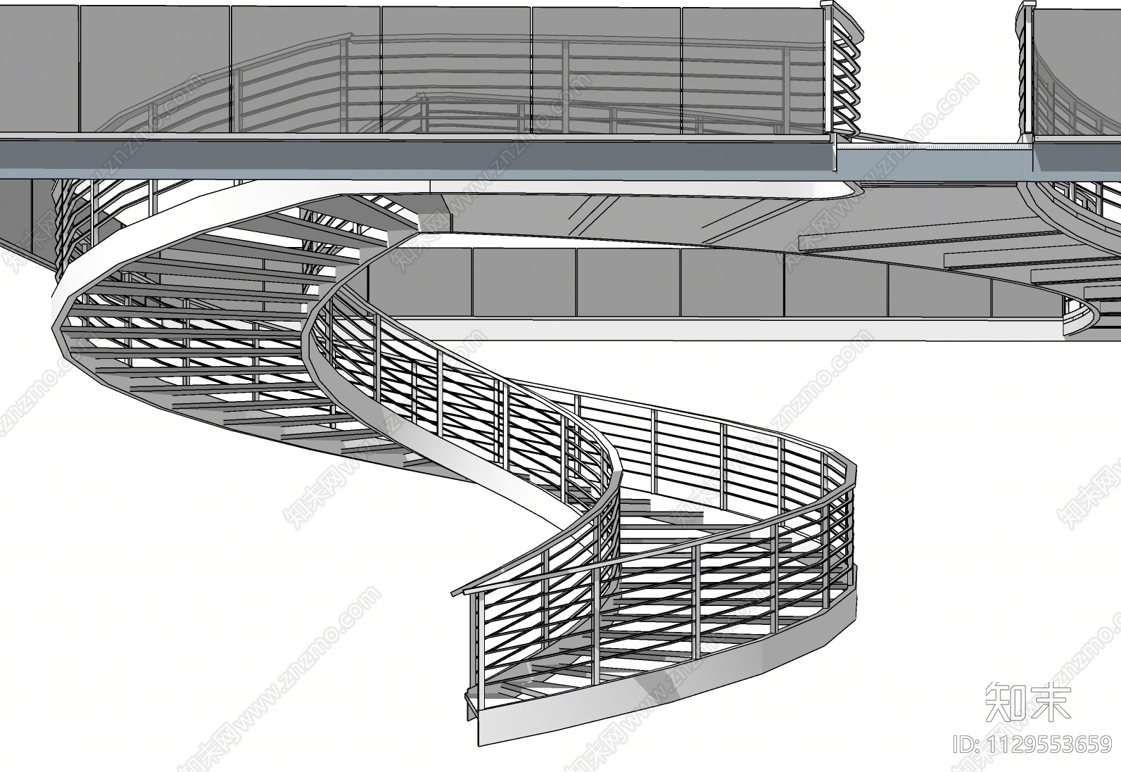 现代旋转楼梯SU模型下载【ID:1129553659】
