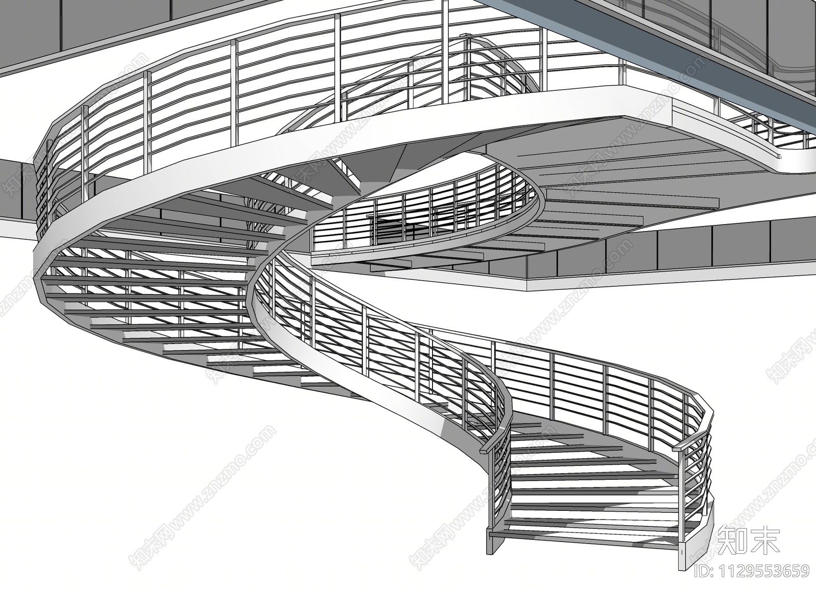 现代旋转楼梯SU模型下载【ID:1129553659】