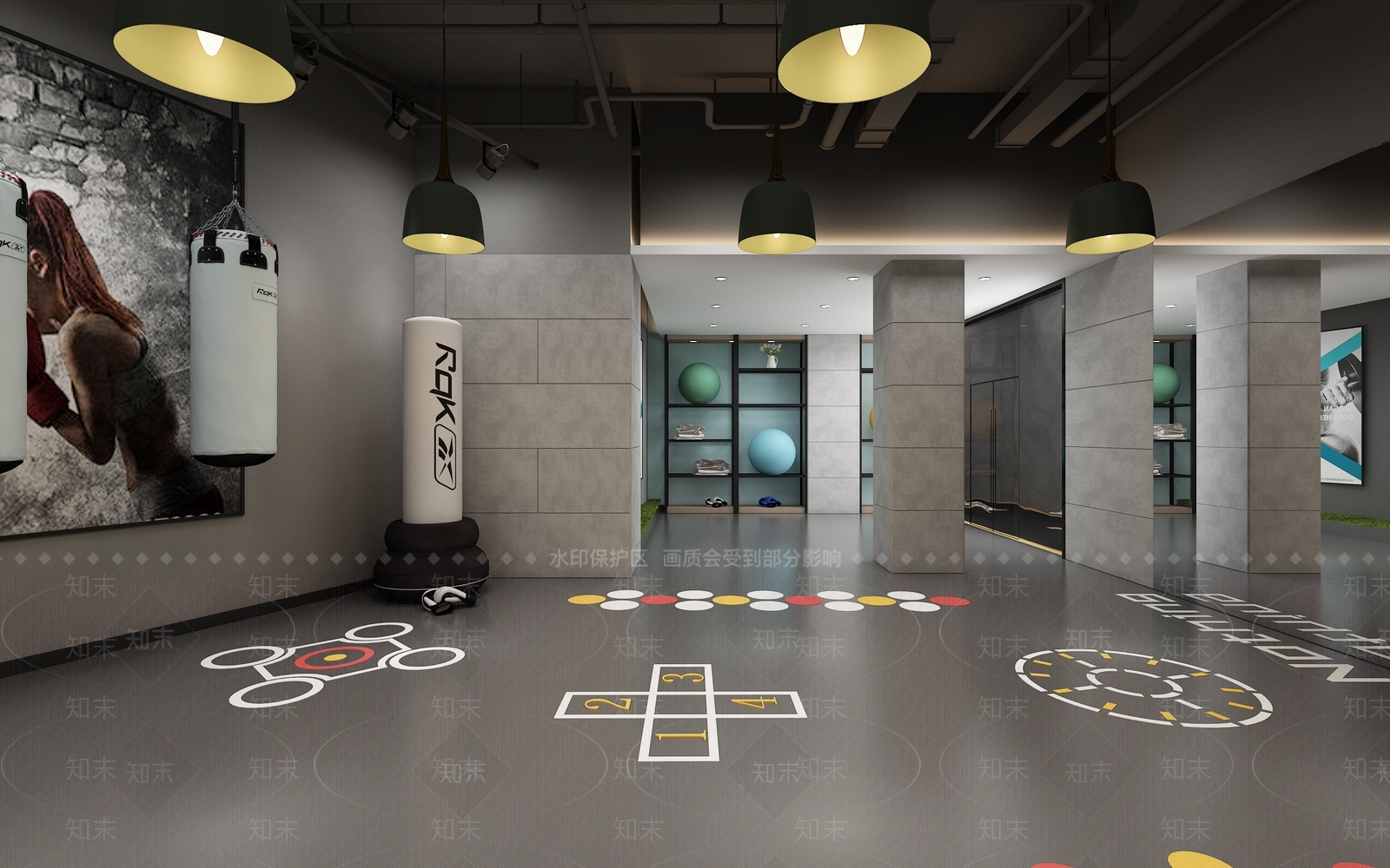 工业风健身房3D模型下载【ID:1129554603】