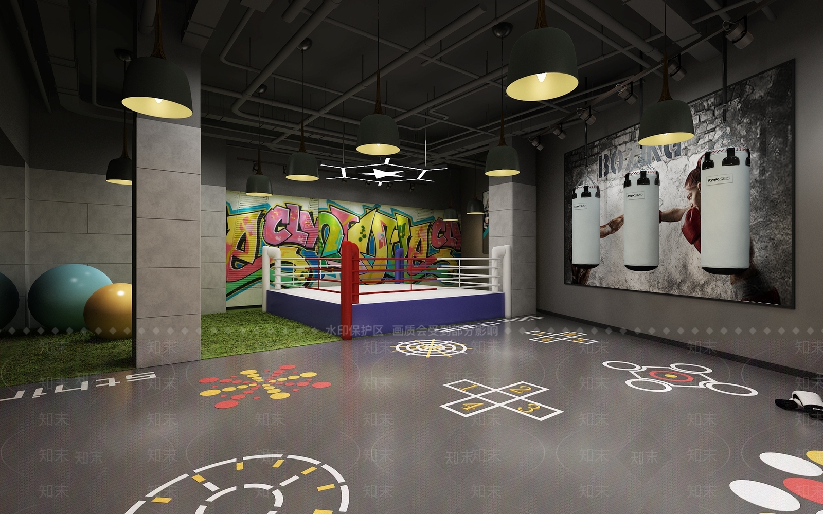 工业风健身房3D模型下载【ID:1129554603】