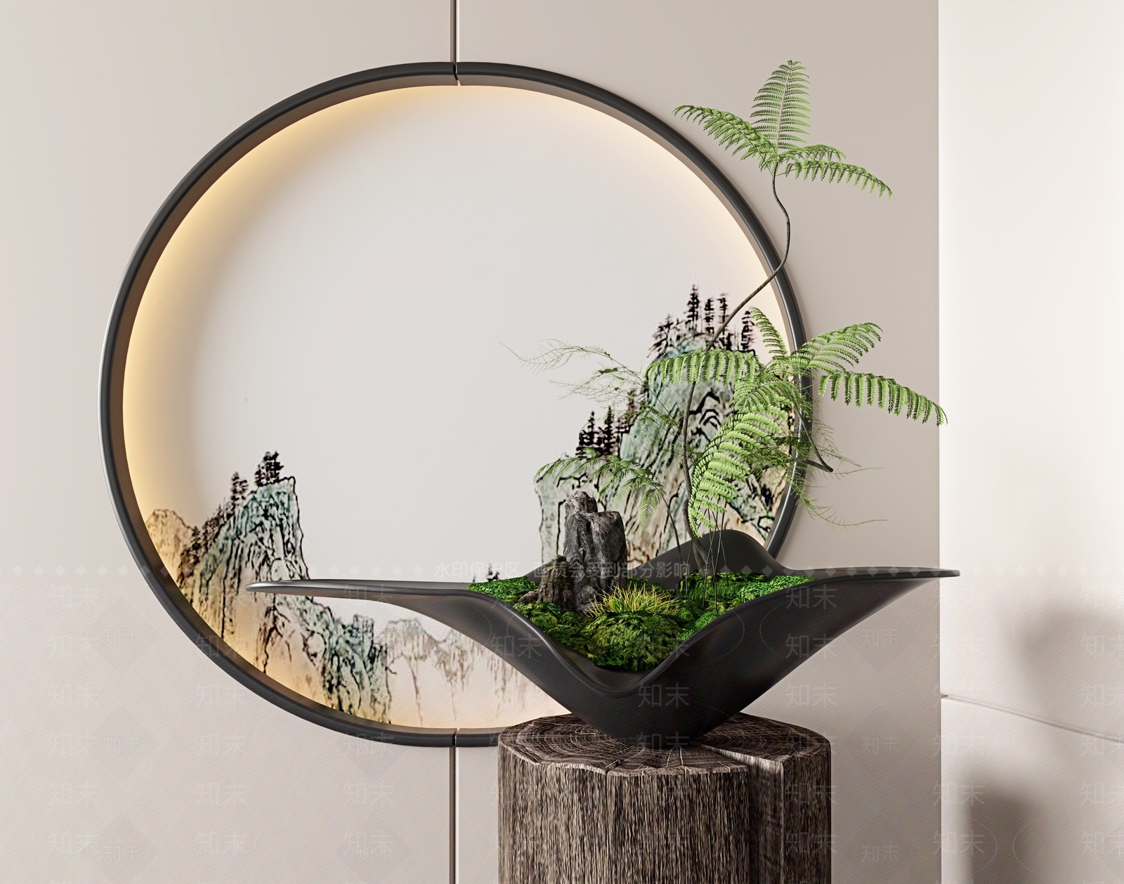 新中式绿植盆景3D模型下载【ID:1129555891】