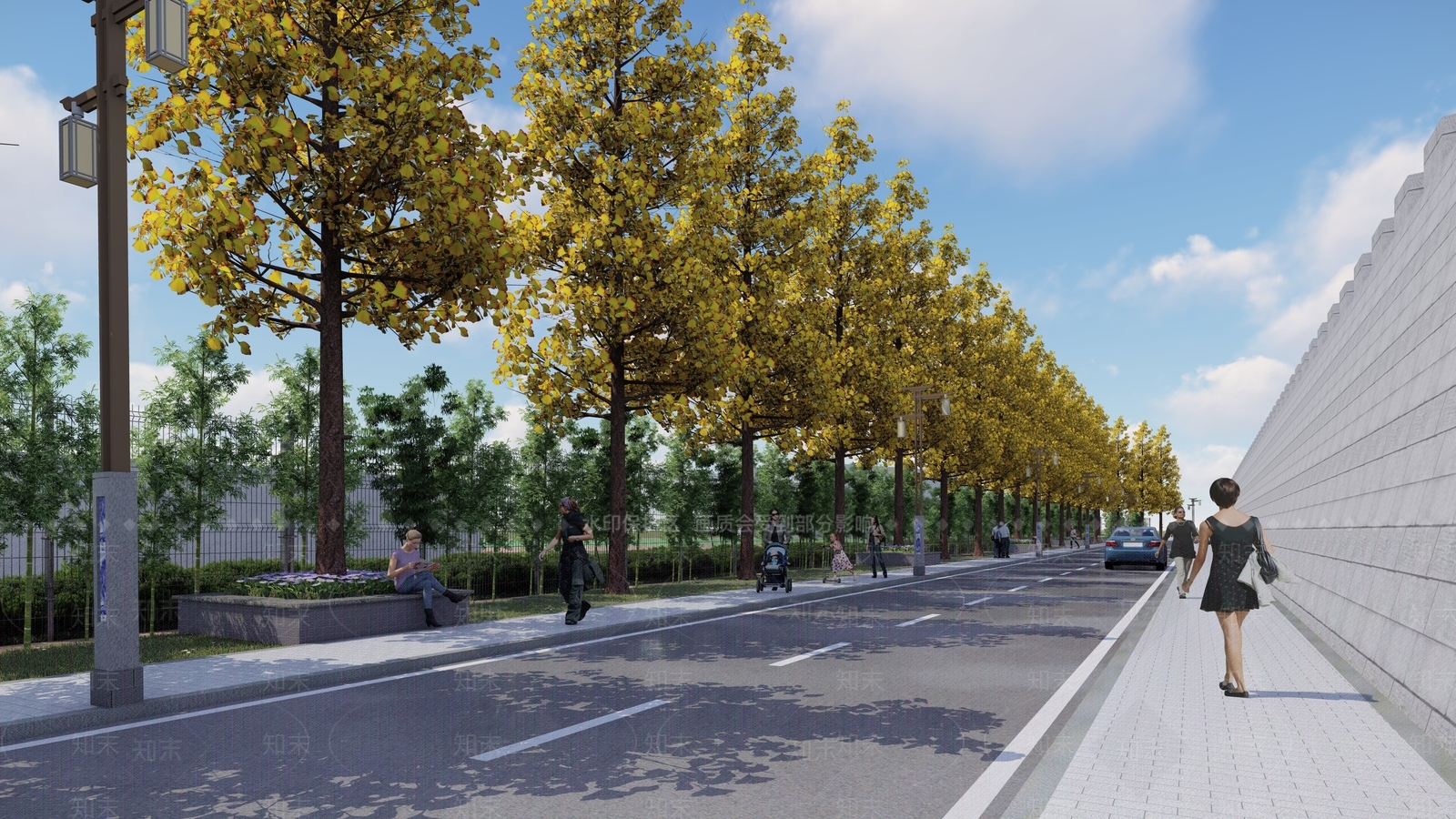 现代道路景观SU模型下载【ID:1129555990】