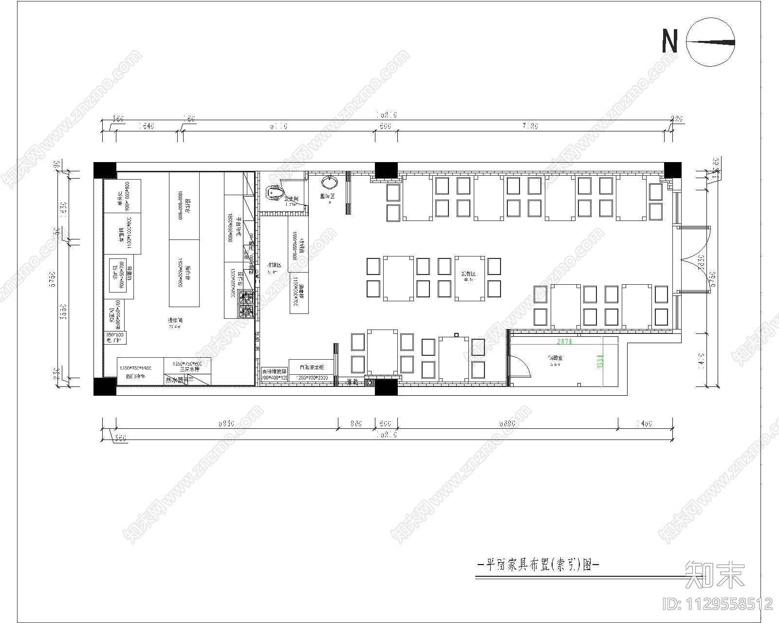 驴蹄子面馆cad施工图下载【ID:1129558512】