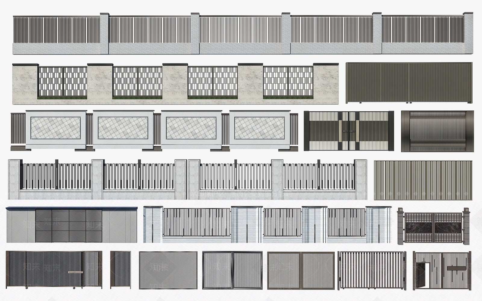 现代庭院铁艺围栏3D模型下载【ID:1129558893】