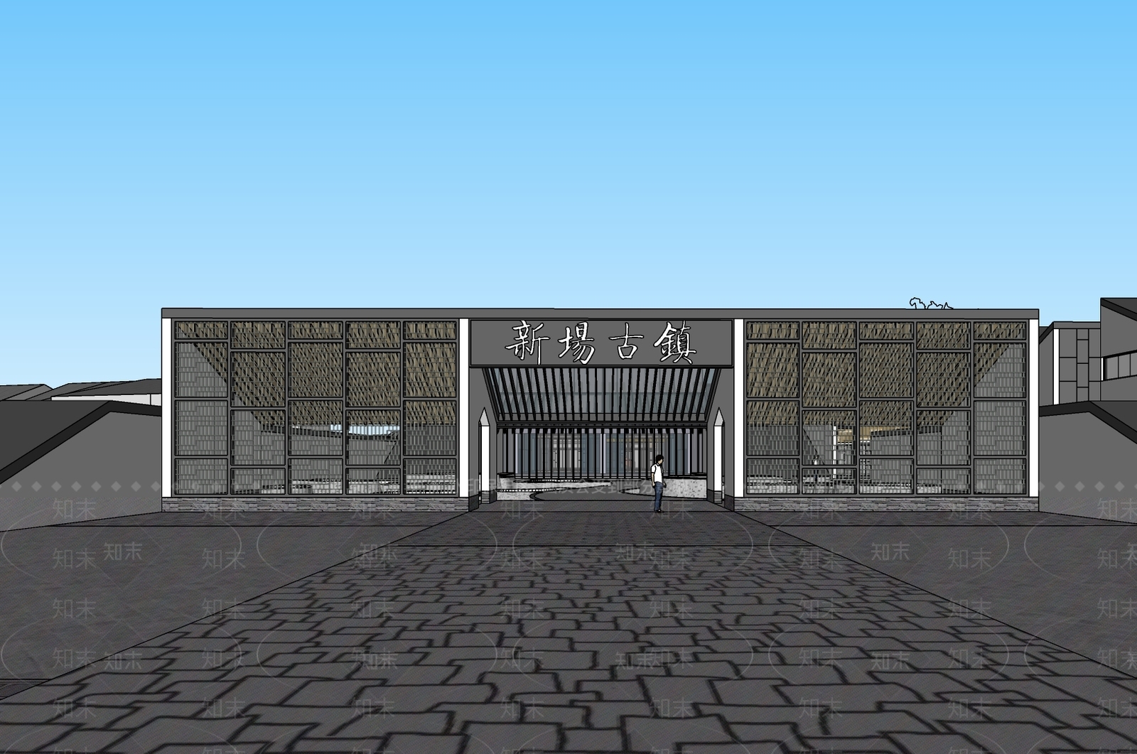 新中式度假村SU模型下载【ID:1129565378】