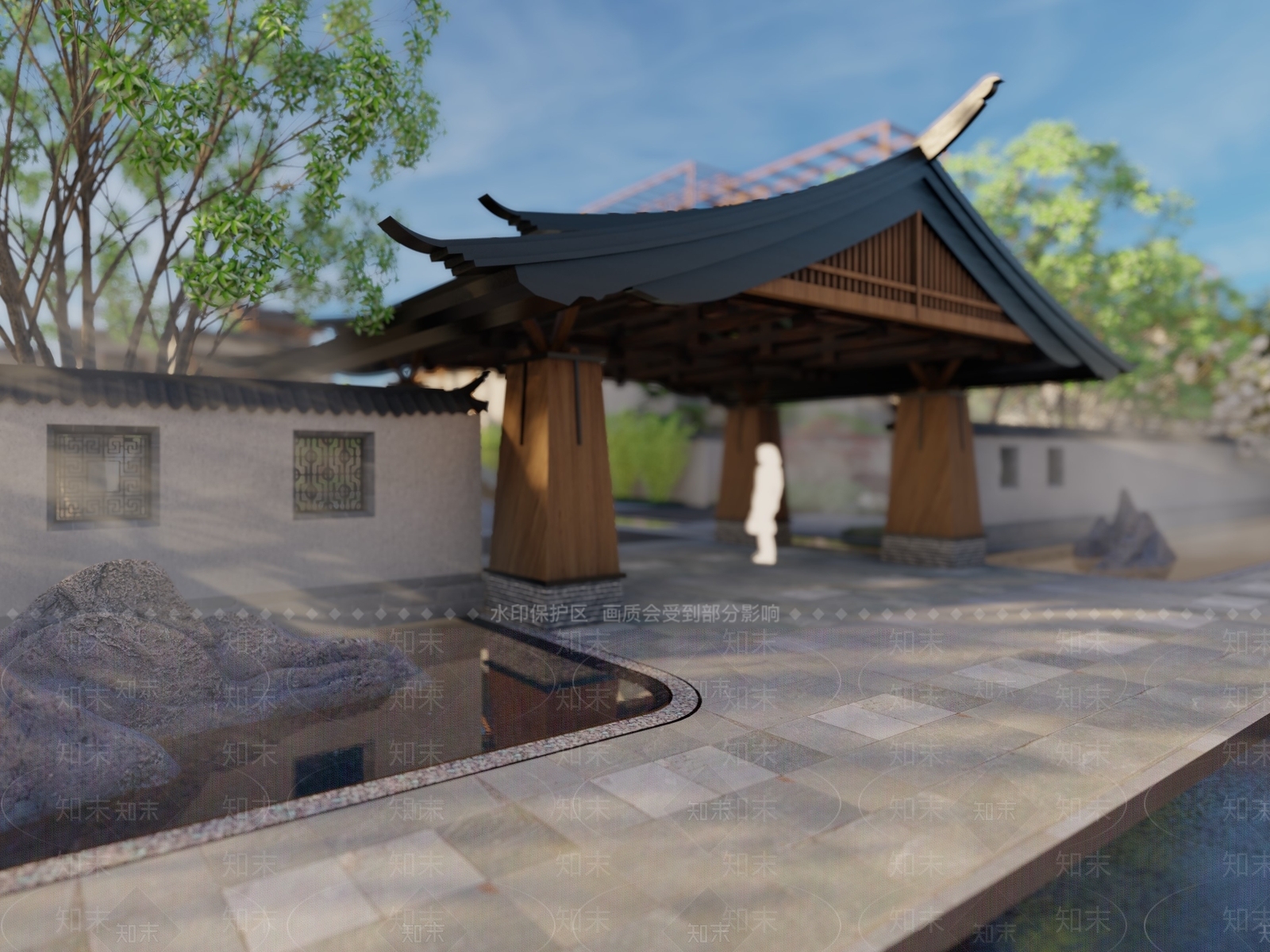 新中式居住区大门SU模型下载【ID:1129571203】