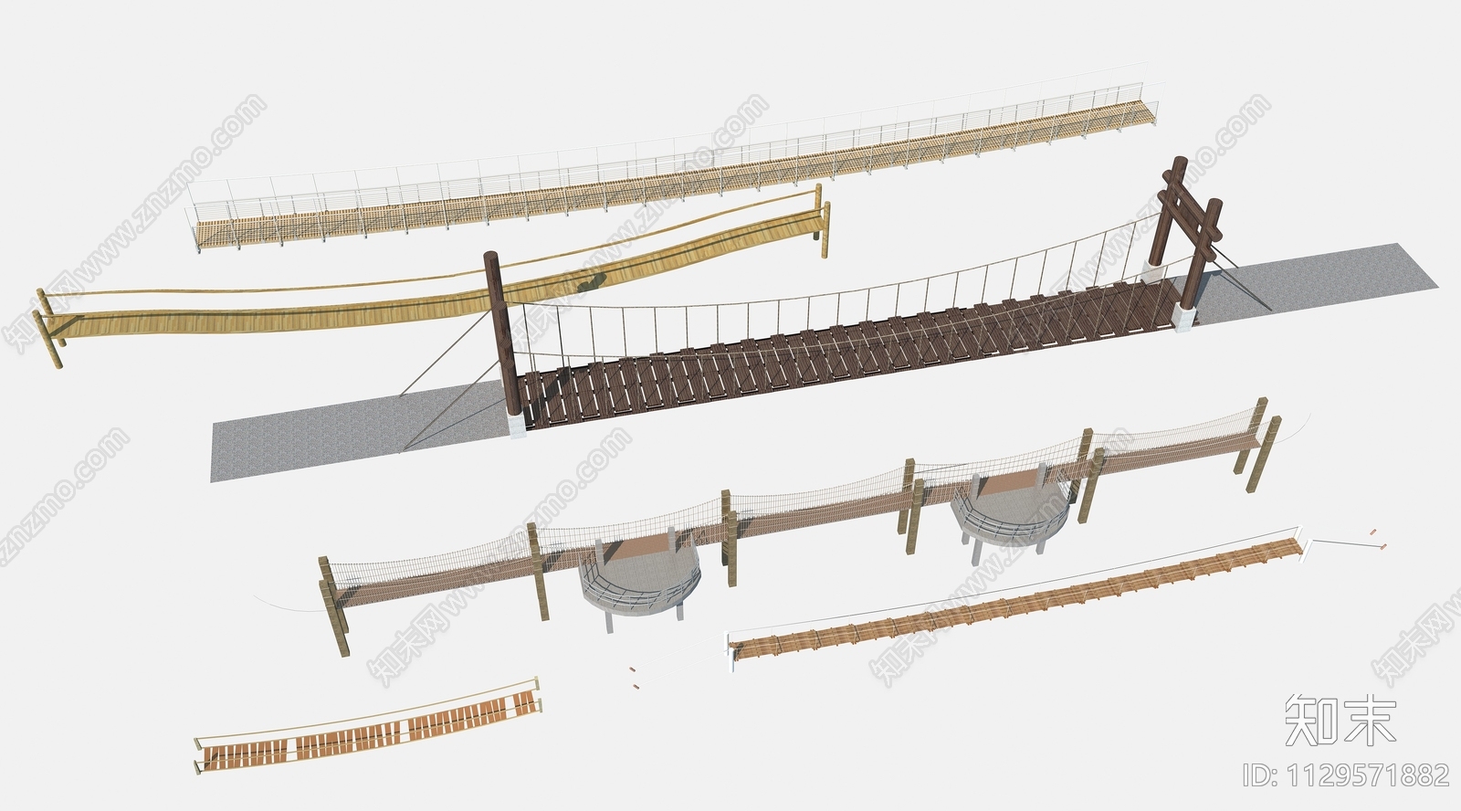 现代景观吊桥3D模型下载【ID:1129571882】