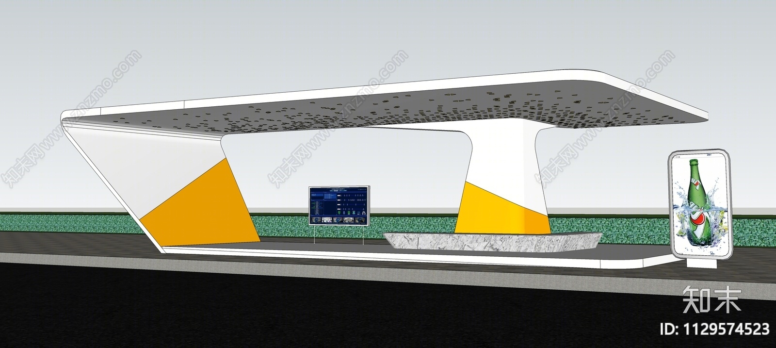 现代公交站构架SU模型下载【ID:1129574523】
