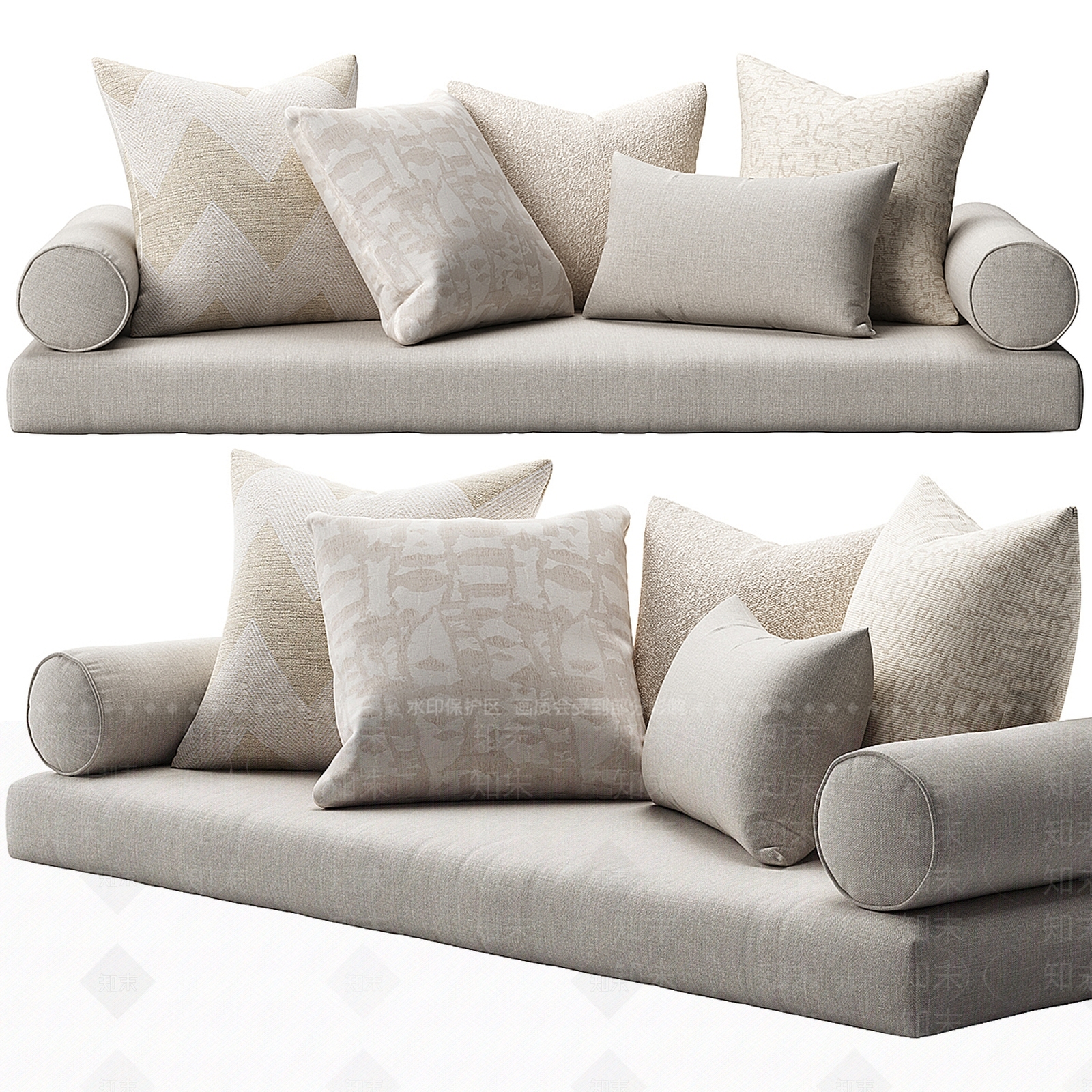 现代飘窗沙发垫3D模型下载【ID:1129574928】