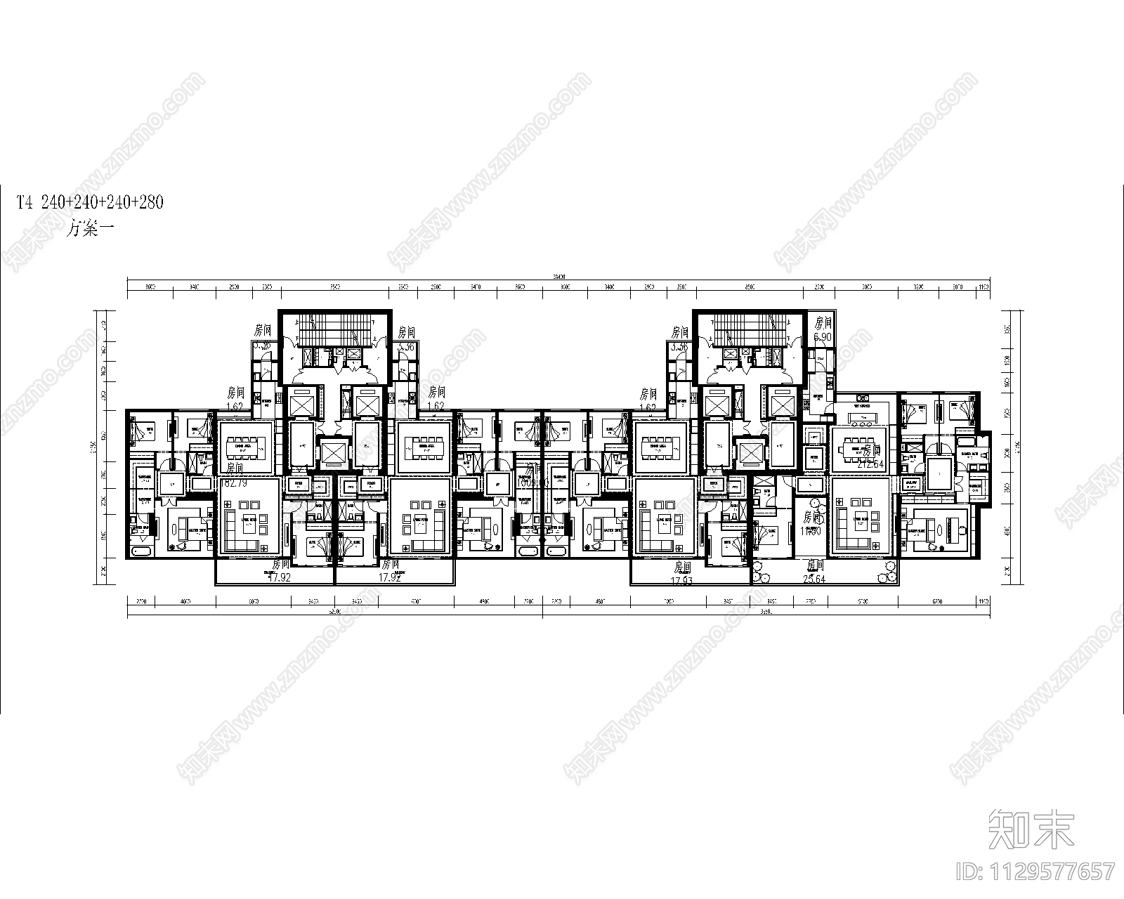 精选超新豪宅大平层概念方案平面方案图cad施工图下载【ID:1129577657】