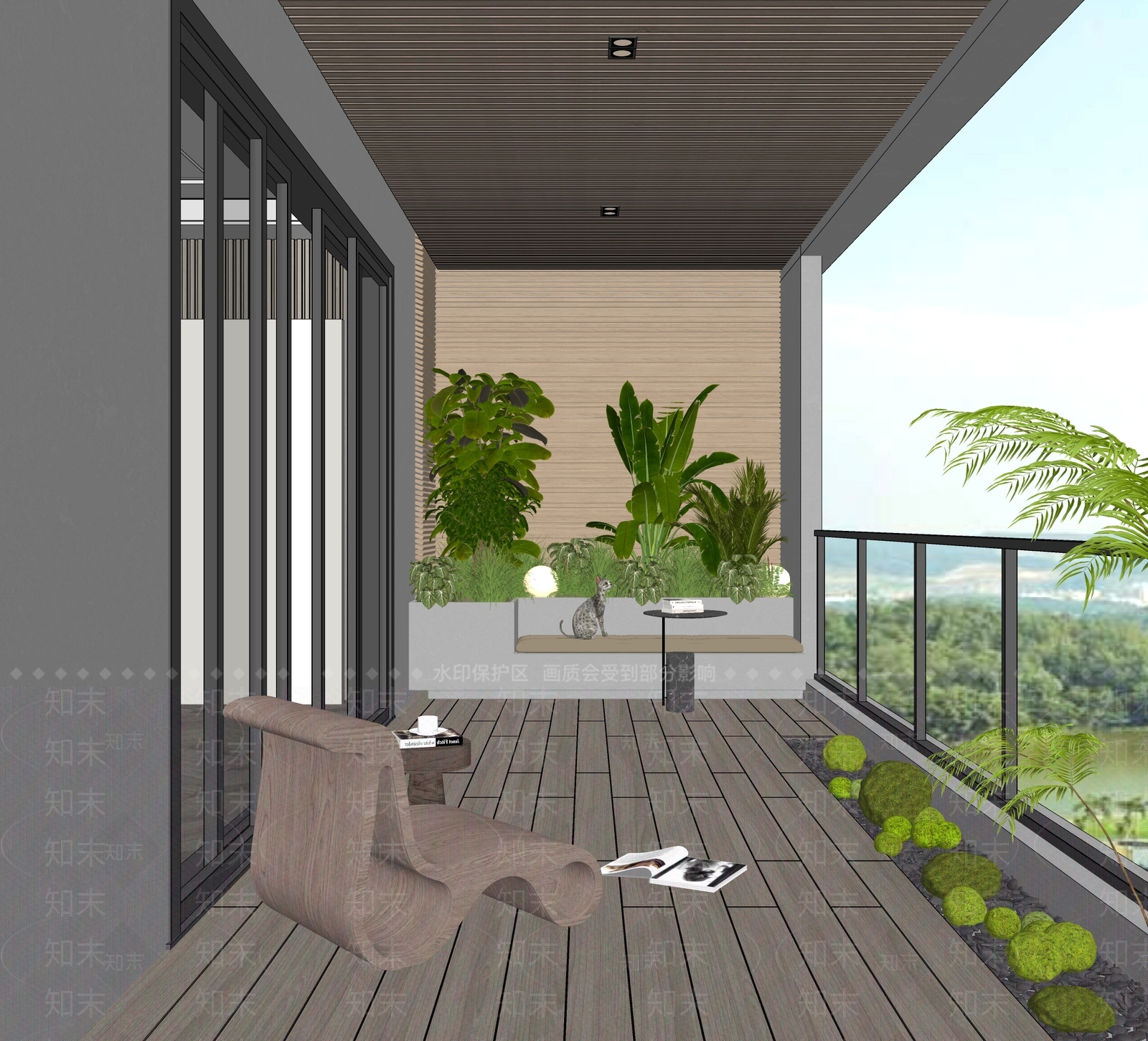 现代家居阳台SU模型下载【ID:1129577981】