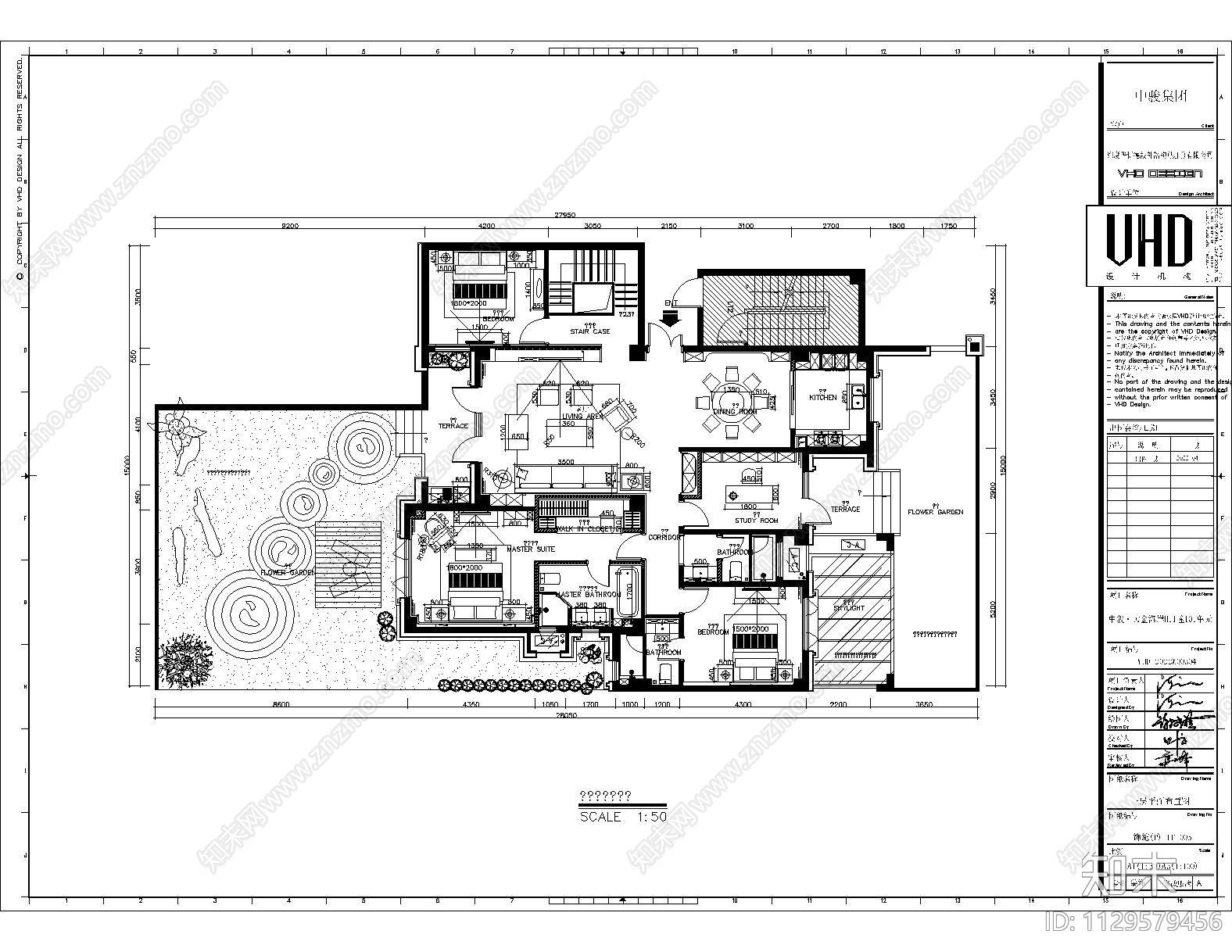 VHD中骏黄金海岸别墅室内效果图cad施工图下载【ID:1129579456】