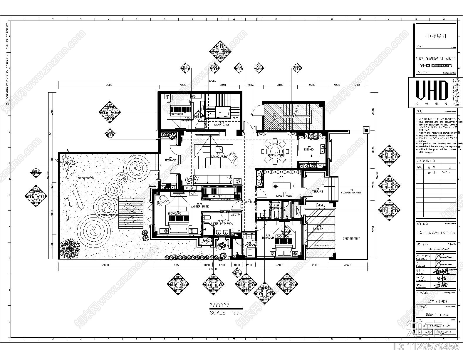 VHD中骏黄金海岸别墅室内效果图cad施工图下载【ID:1129579456】