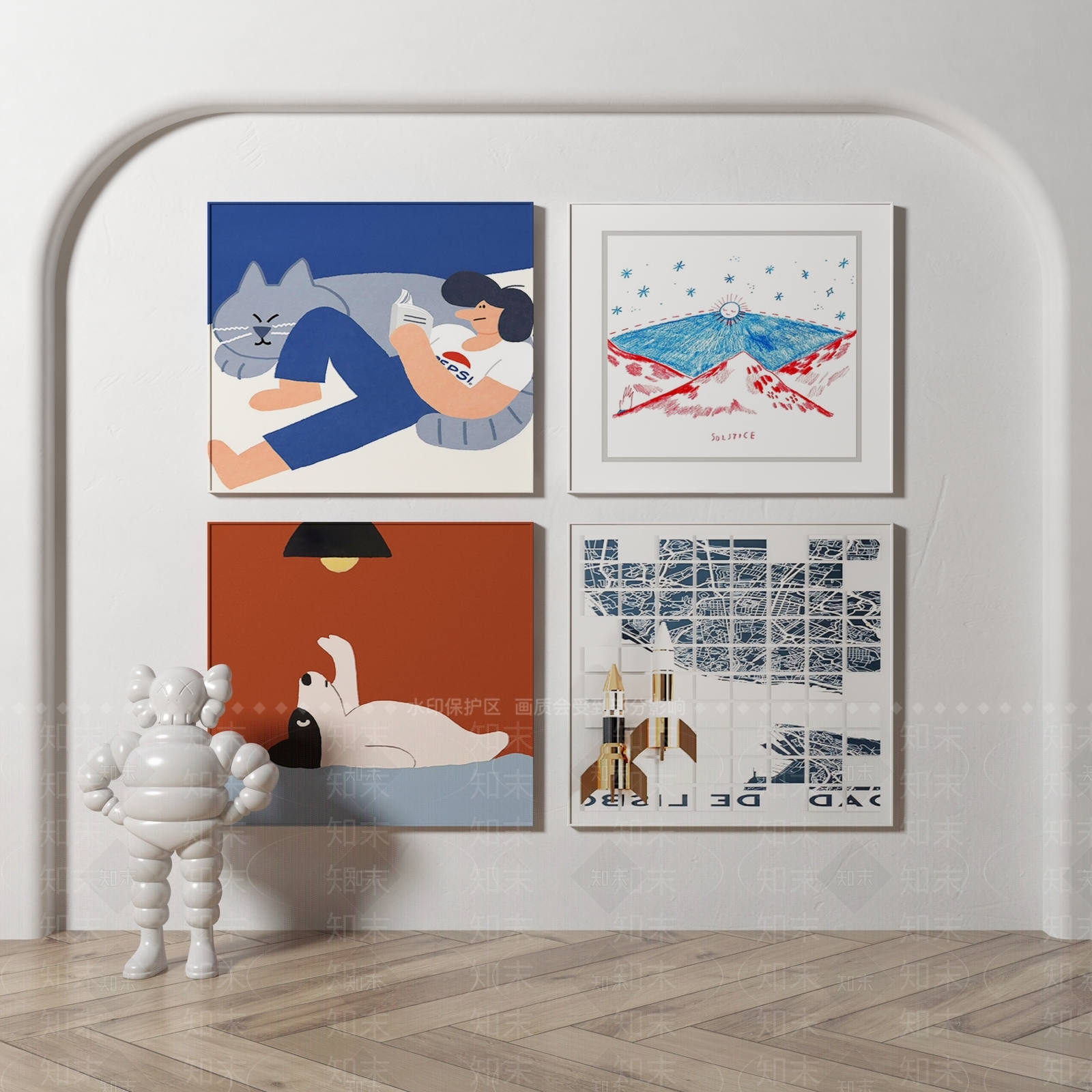 现代儿童房装饰画3D模型下载【ID:1129582395】