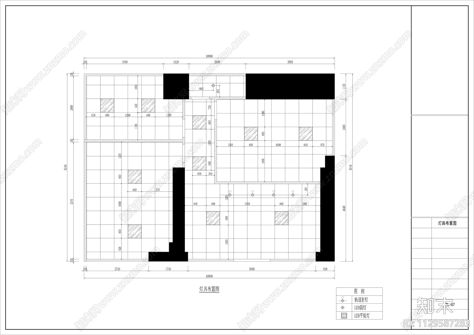 练字店cad施工图下载【ID:1129587283】