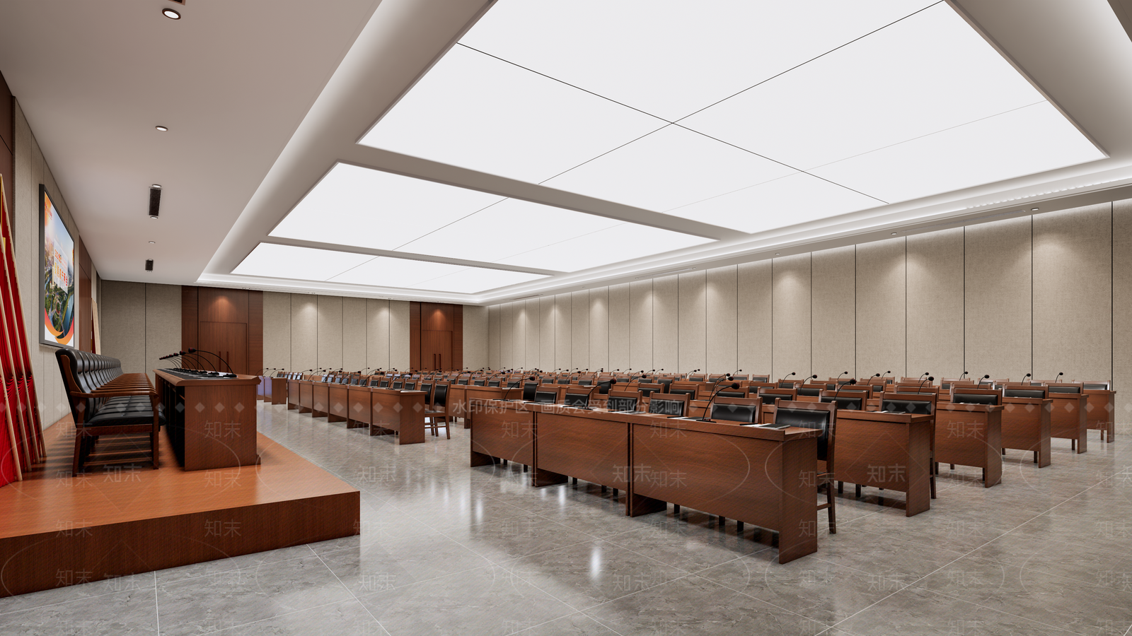 现代政务中心多人会议室SU模型下载【ID:1129592228】