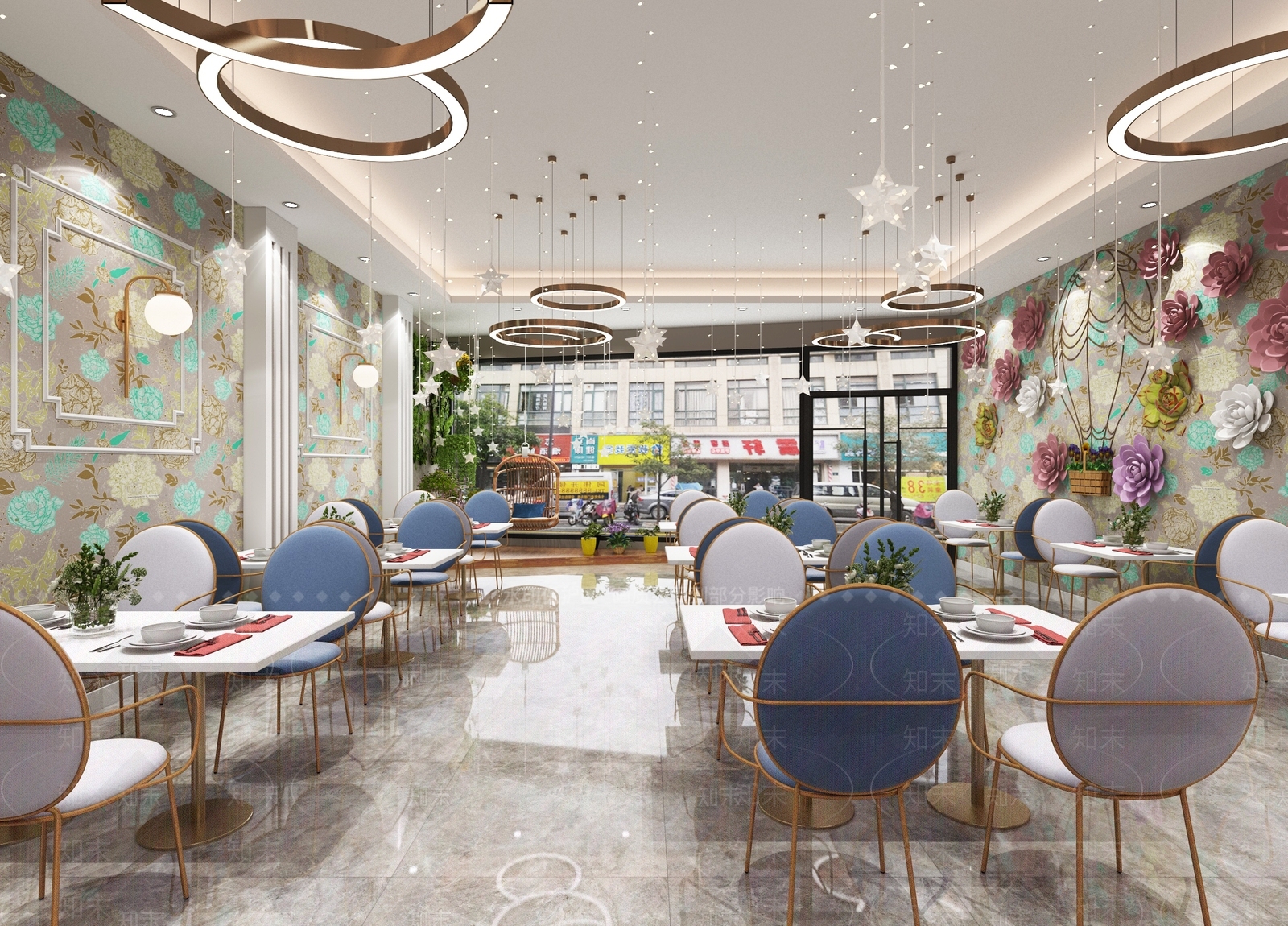 现代轻奢茶餐厅3D模型下载【ID:1129595967】