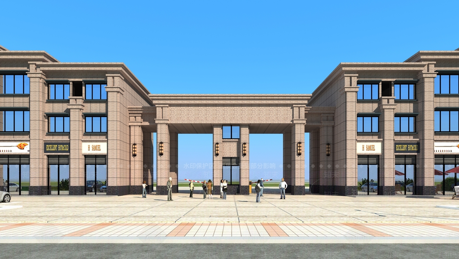 简欧小区入口大门3D模型下载【ID:1129595909】_知末3d模型网